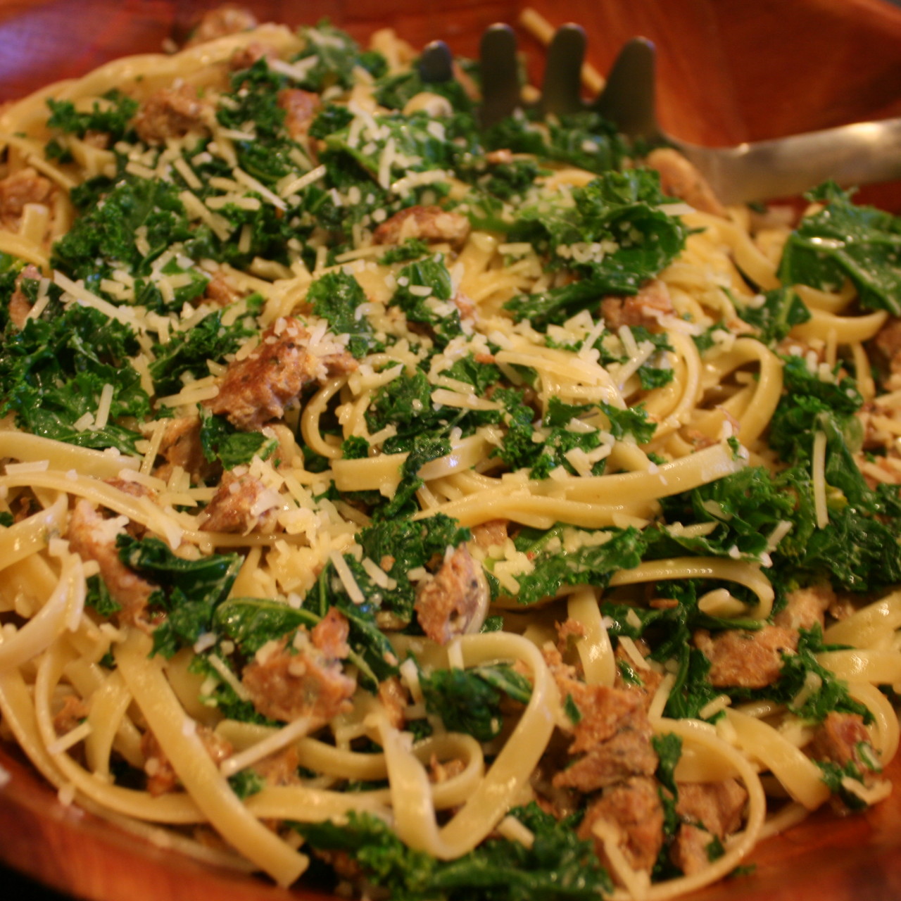 Fettucine with Sausage and Kale