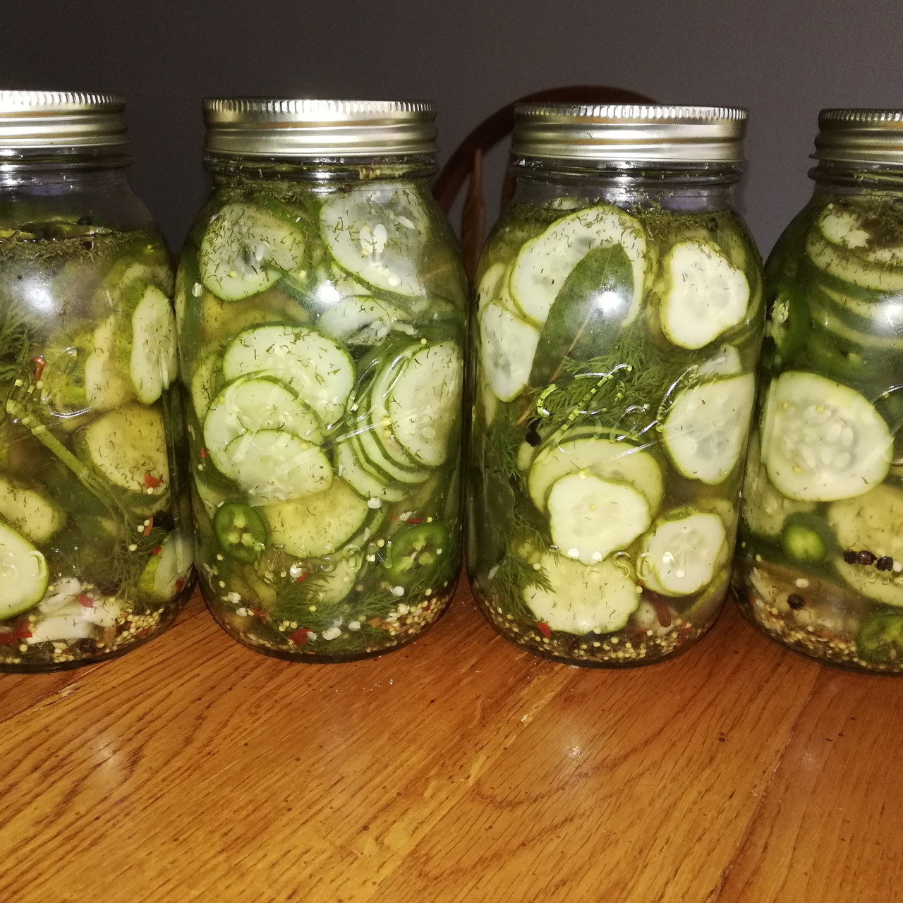 Spicy Garlicky Pickled Cucumbers in Vinegar Brine