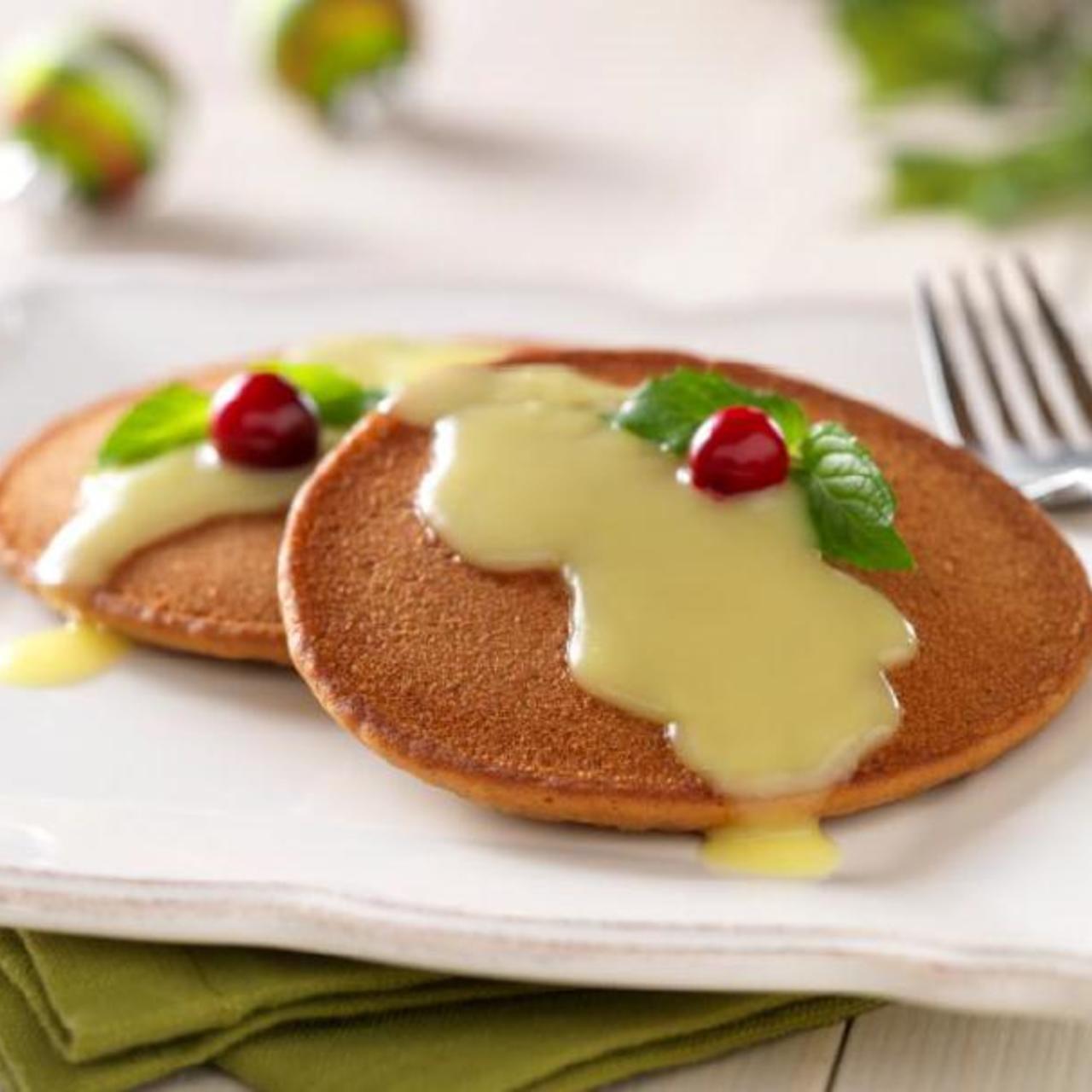Gingerbread Pancakes with Warm Lemon Sauce
