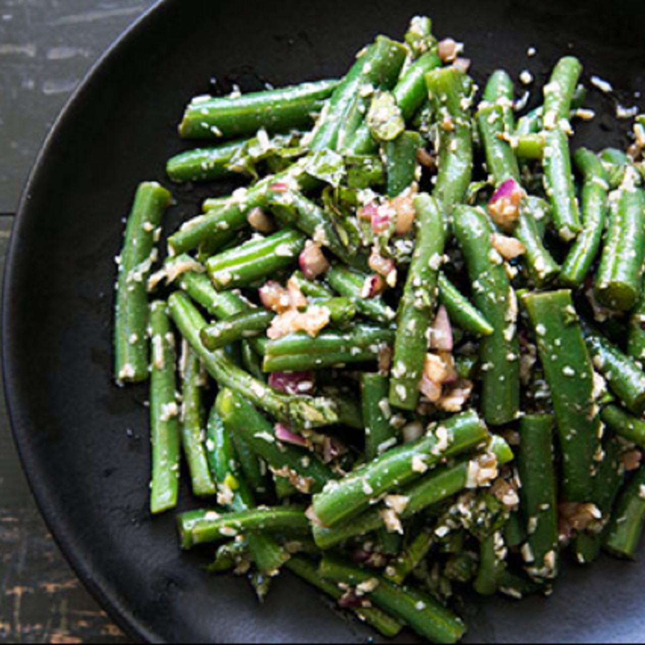 Green Beans with Balsamic, Basil and Parmesan