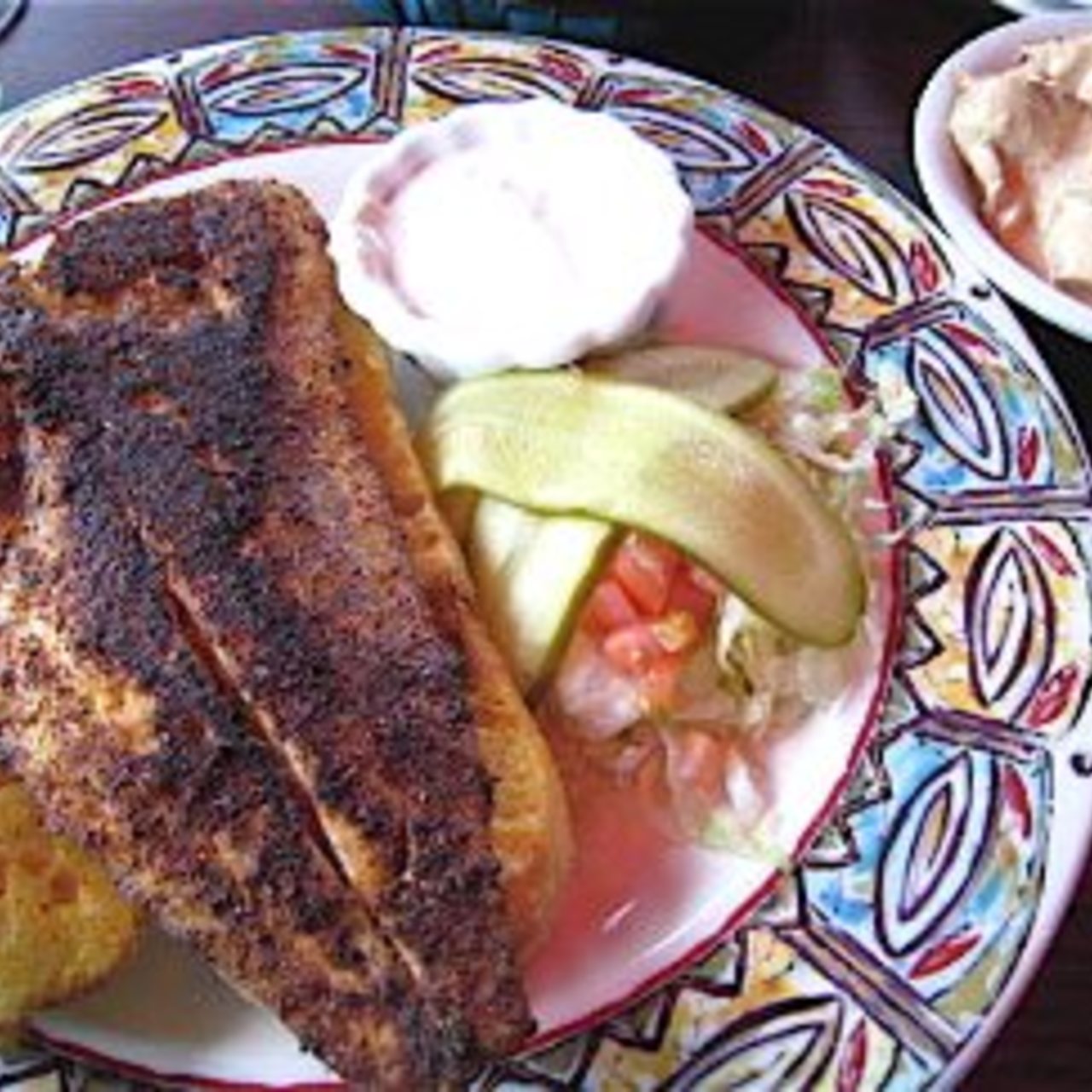 Grilled Fish Sandwich with a Creole Corn And Jalapeno Tarta