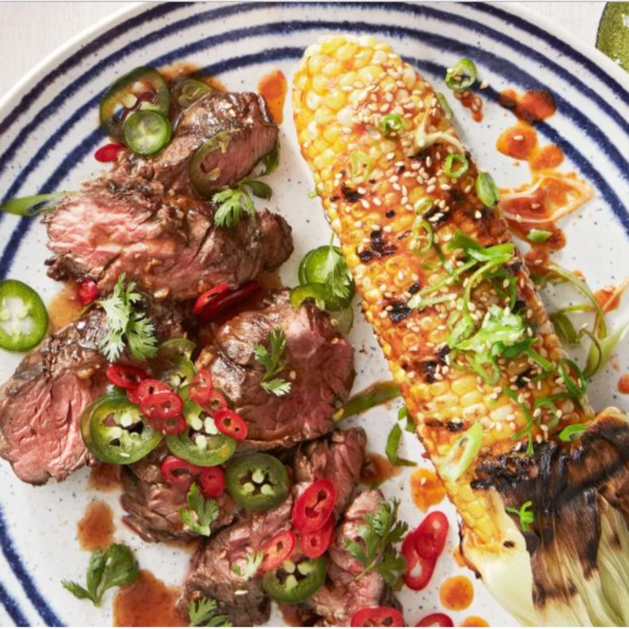 Hoisin & Ginger Steak w/Sesame Sriracha Corn