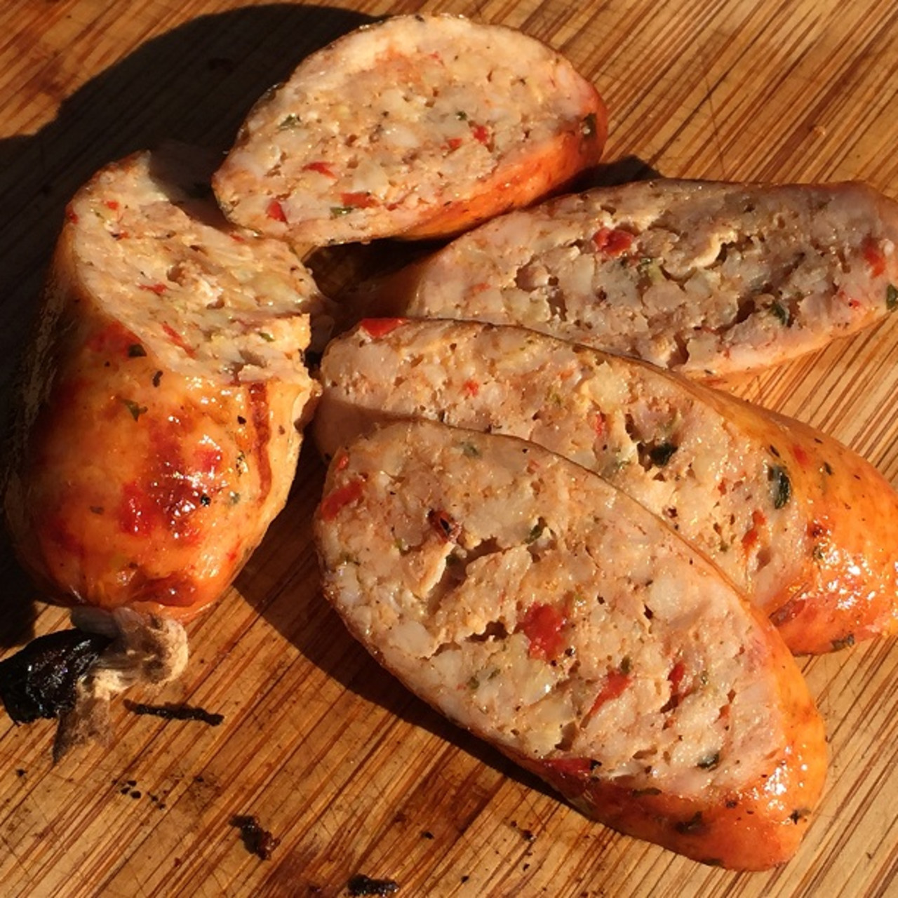 Homemade Chicken Sausage With Roasted Peppers and Basil