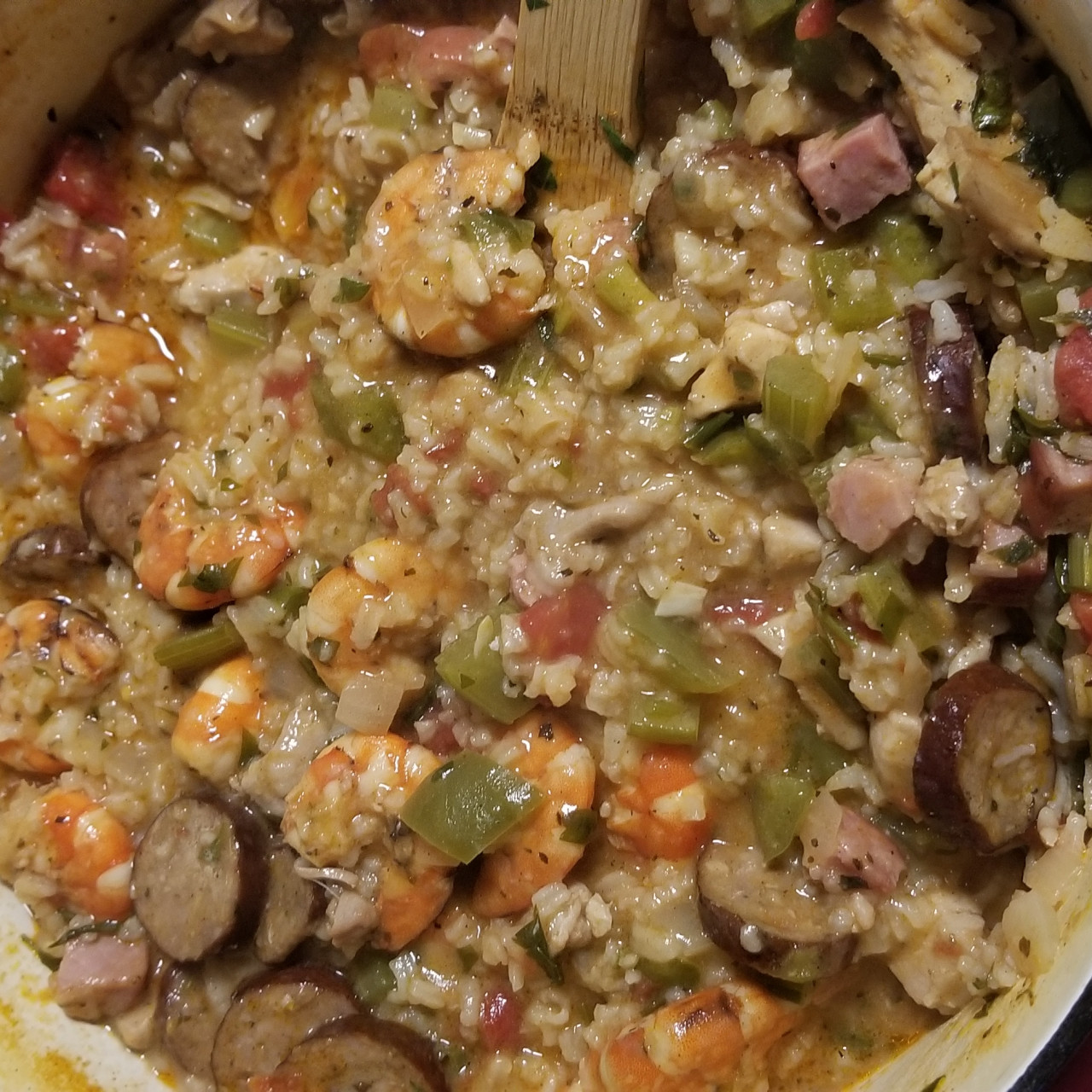 Jambalaya with fresh shrimp stock