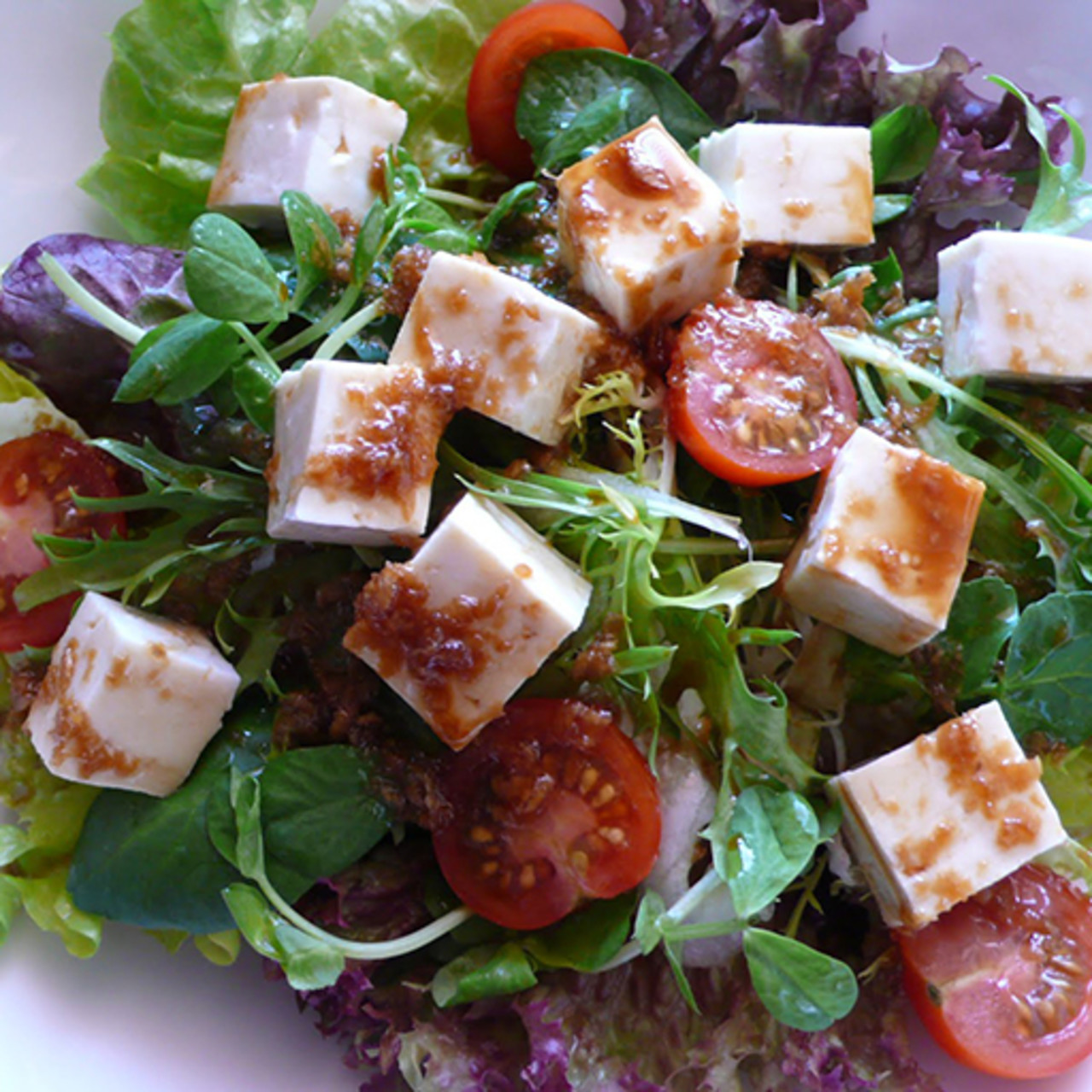 Japanese Tofu Salad with Garlic Dressing