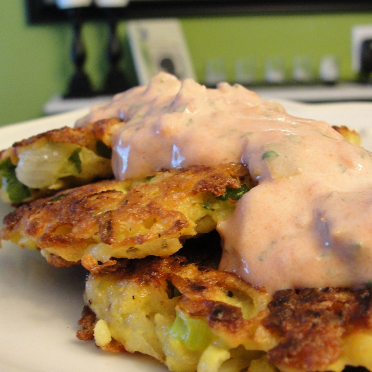 JicamaPotato Skillet Cakes with Sour Cream Salsa