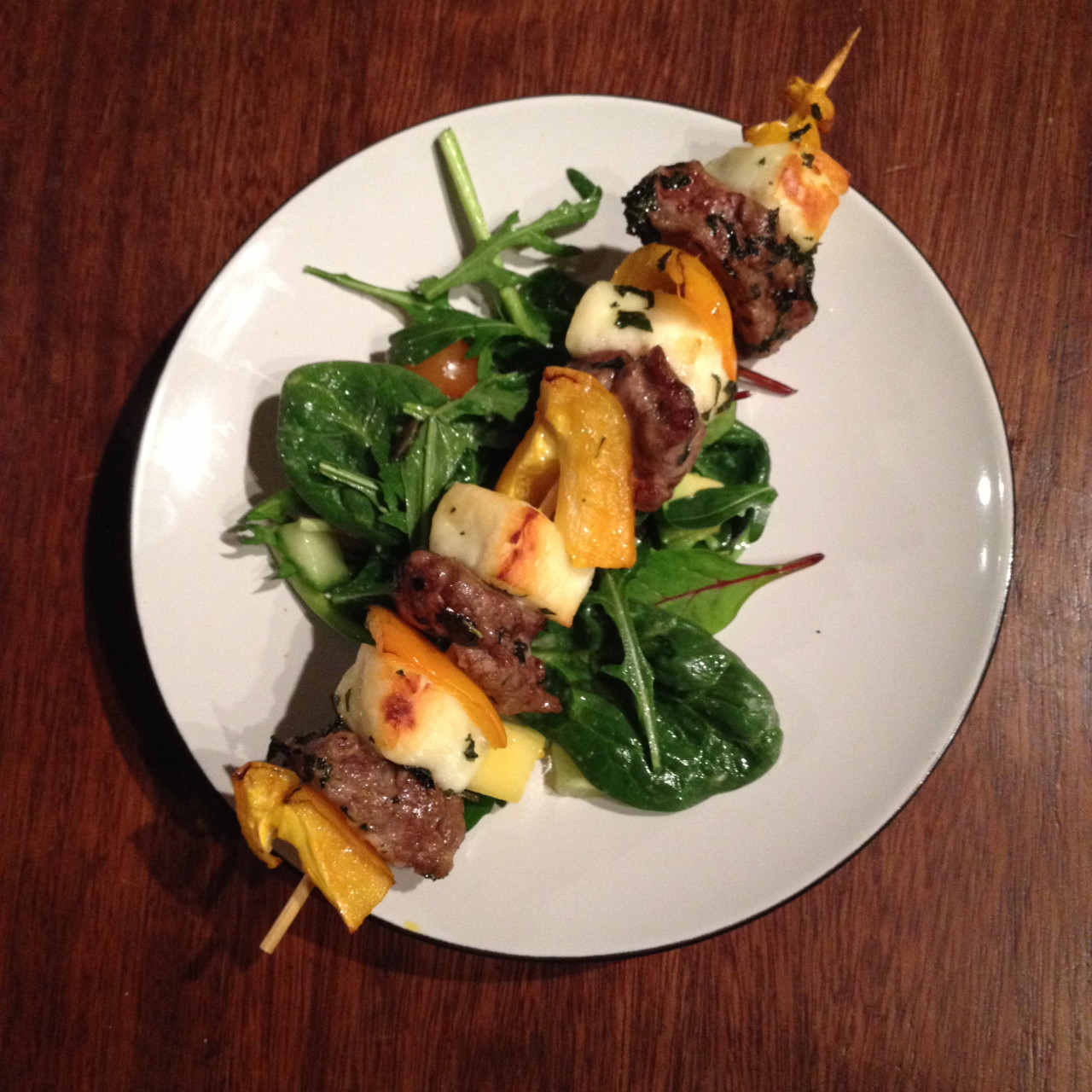 Lamb and halloumi kebabs
