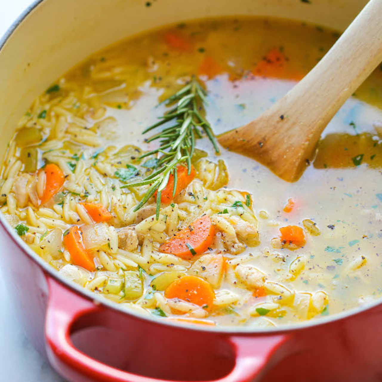 Lemon Chicken Soup with Orzo.