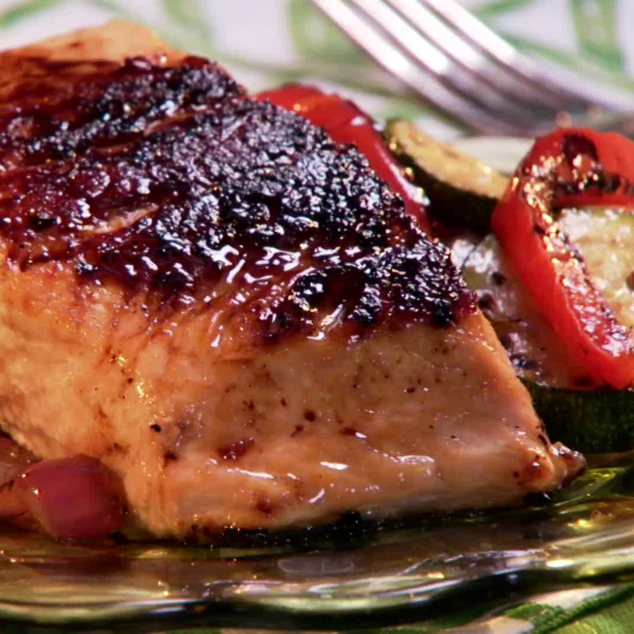 Maple & Dijon Glazed Salmon with smoky sweet onions