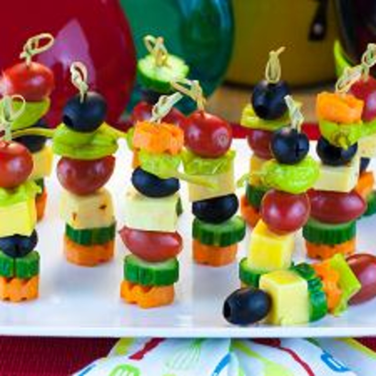 raw veggie kabobs