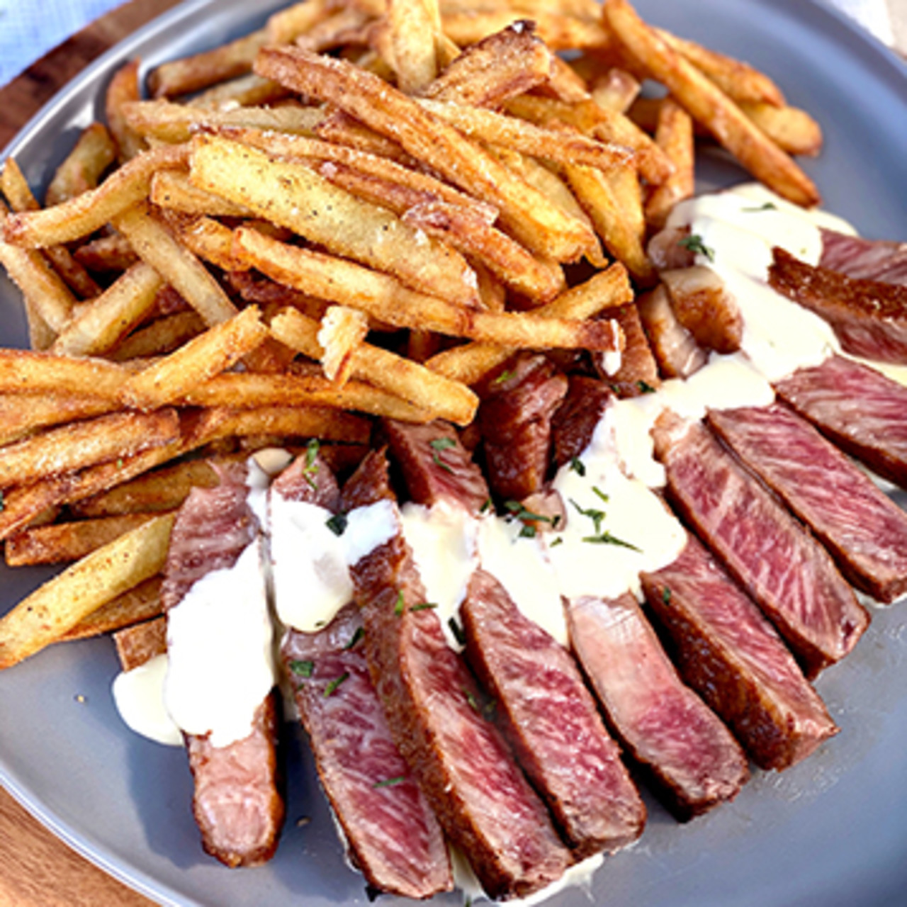 Miyazakigyu Wagyu Ribeye with Bearnaise Sauce and Pommes Frites