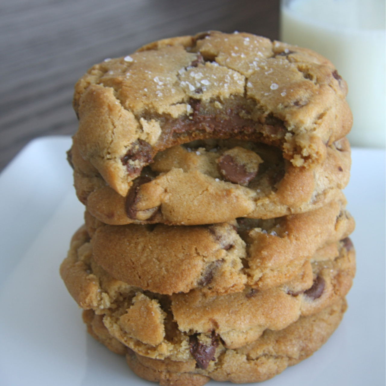 NutellaStuffed Browned Butter Chocolate Chip Cookies with Sea Salt