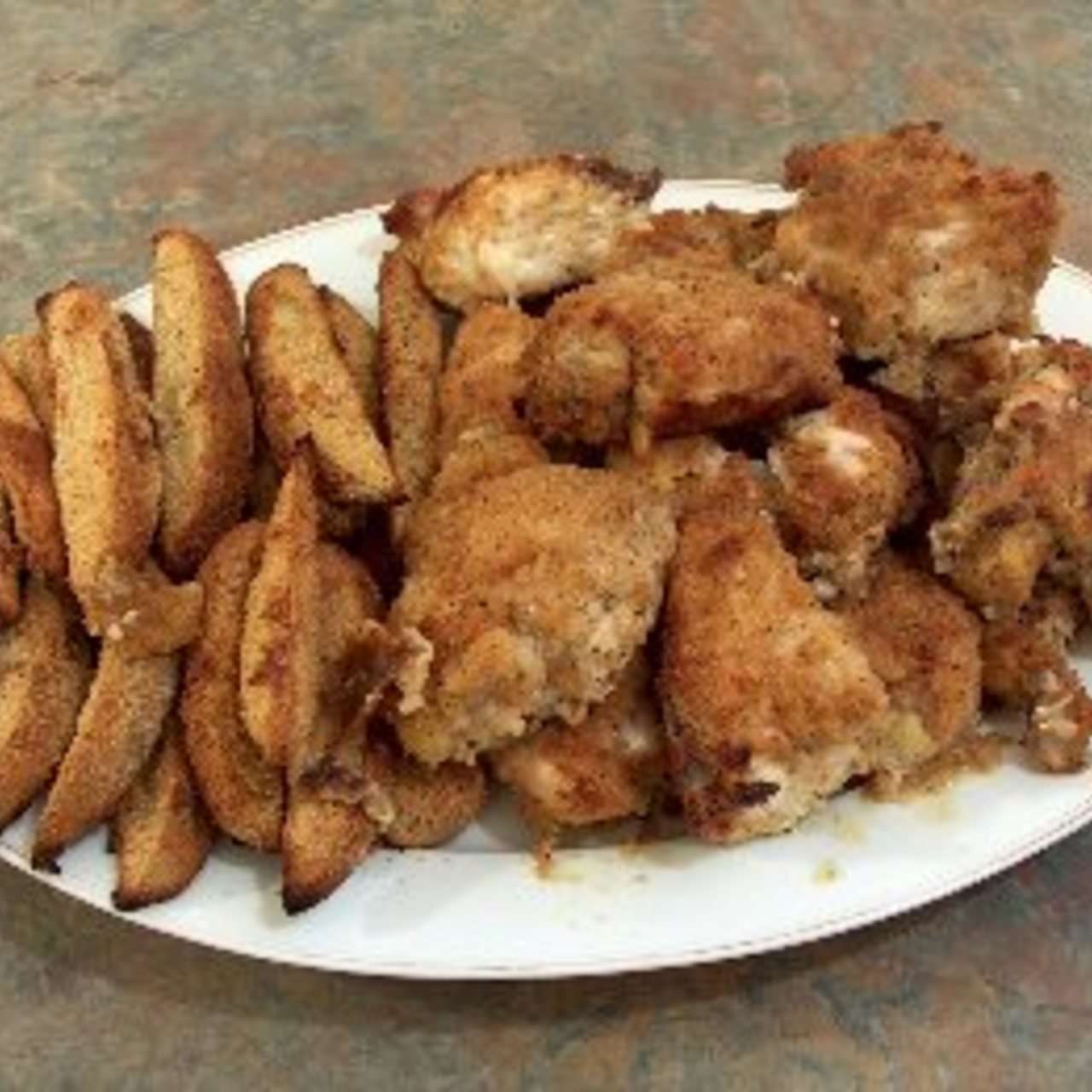 Oven Fried Chicken And Potatoes