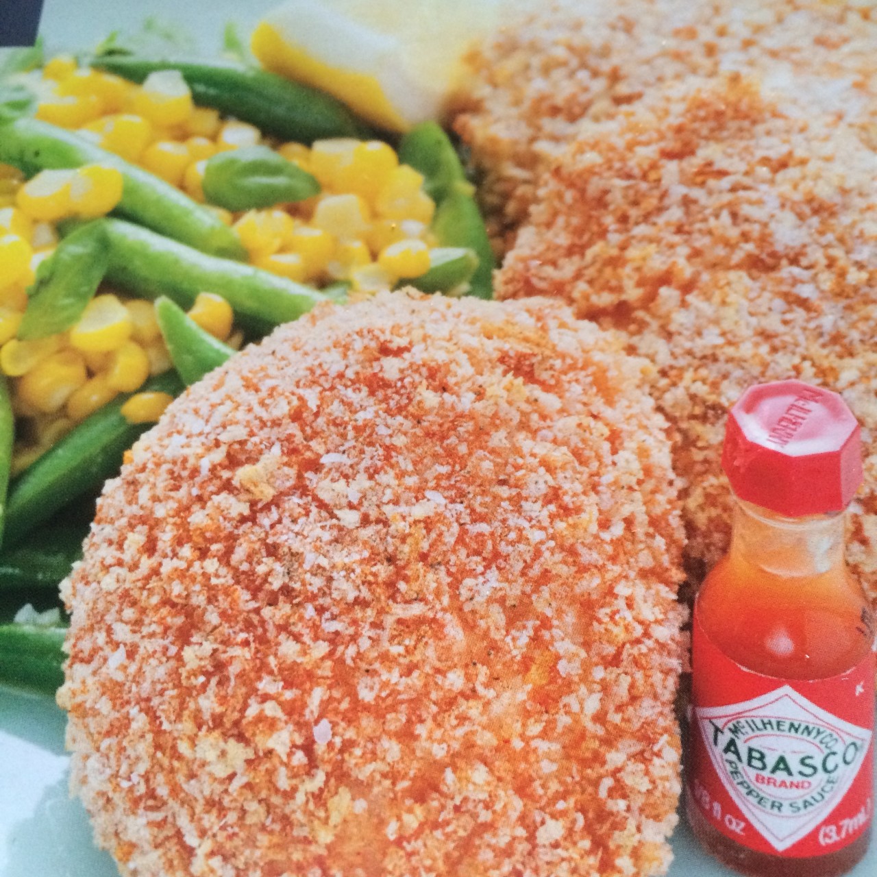 OvenFried Chicken with Sauteed Green Beans & Corn