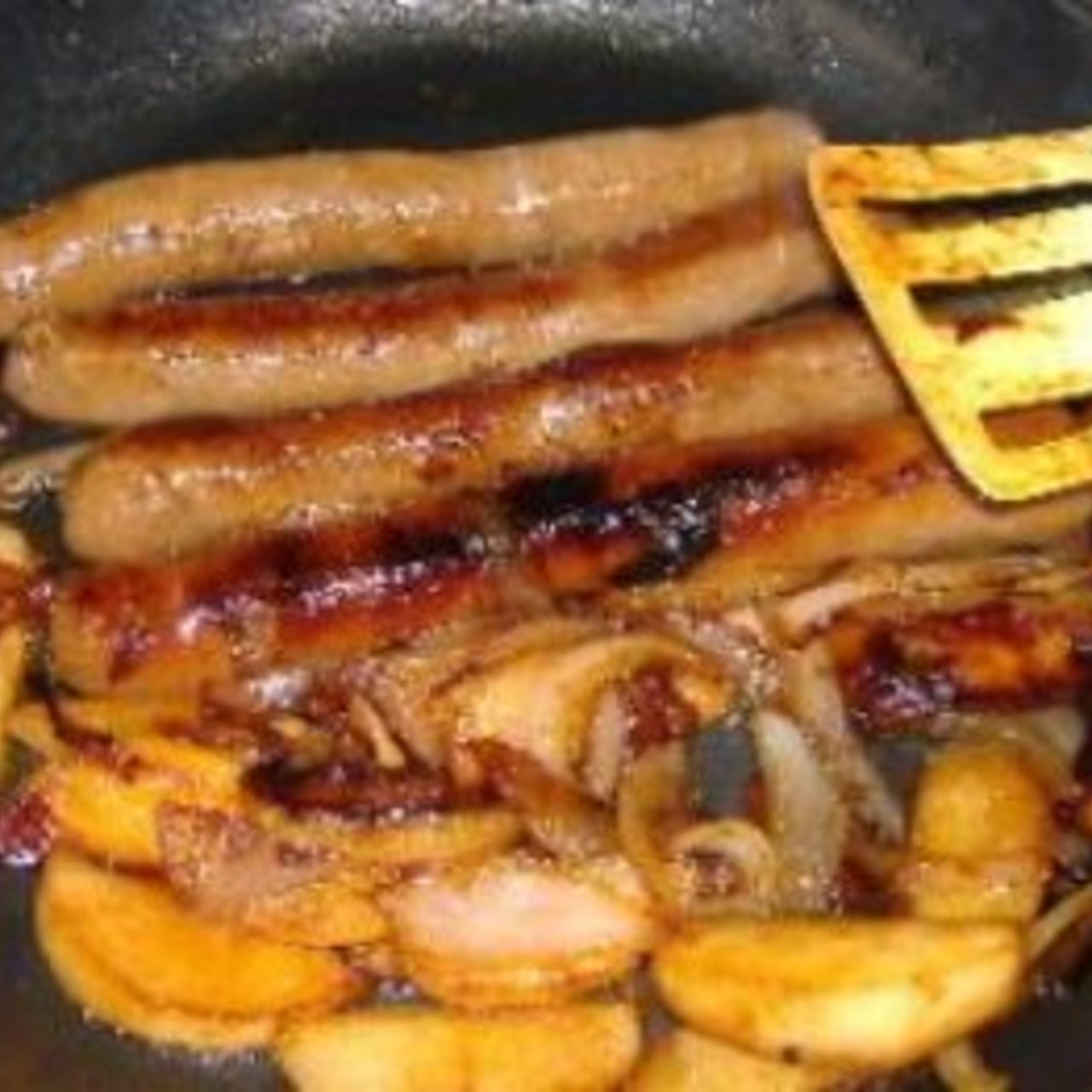 PanGrilled Sausages With Apples and Onions