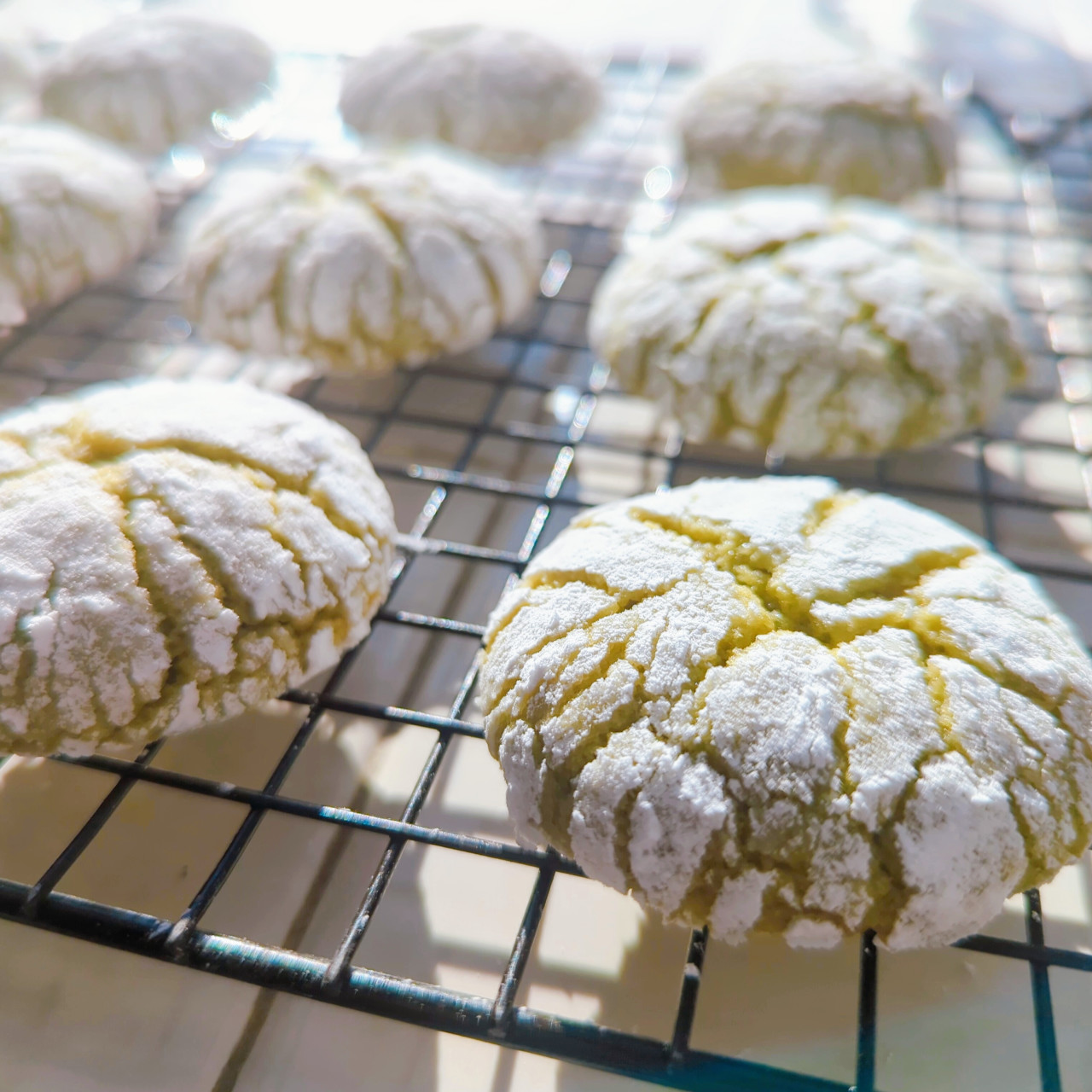 Pandan Crinkle Cookies