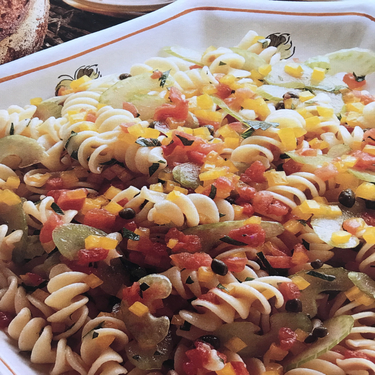 Pasta salad with tomato and celery