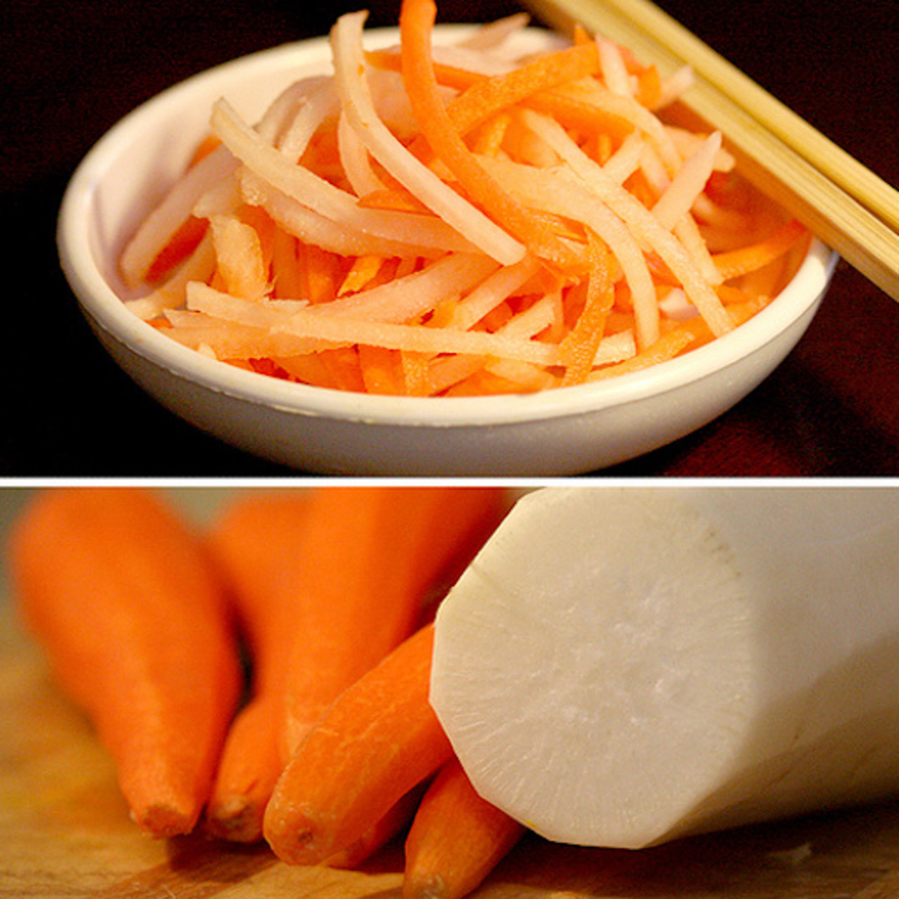 Pickled Carrots and Daikon for Bahn Mi Sandwiches