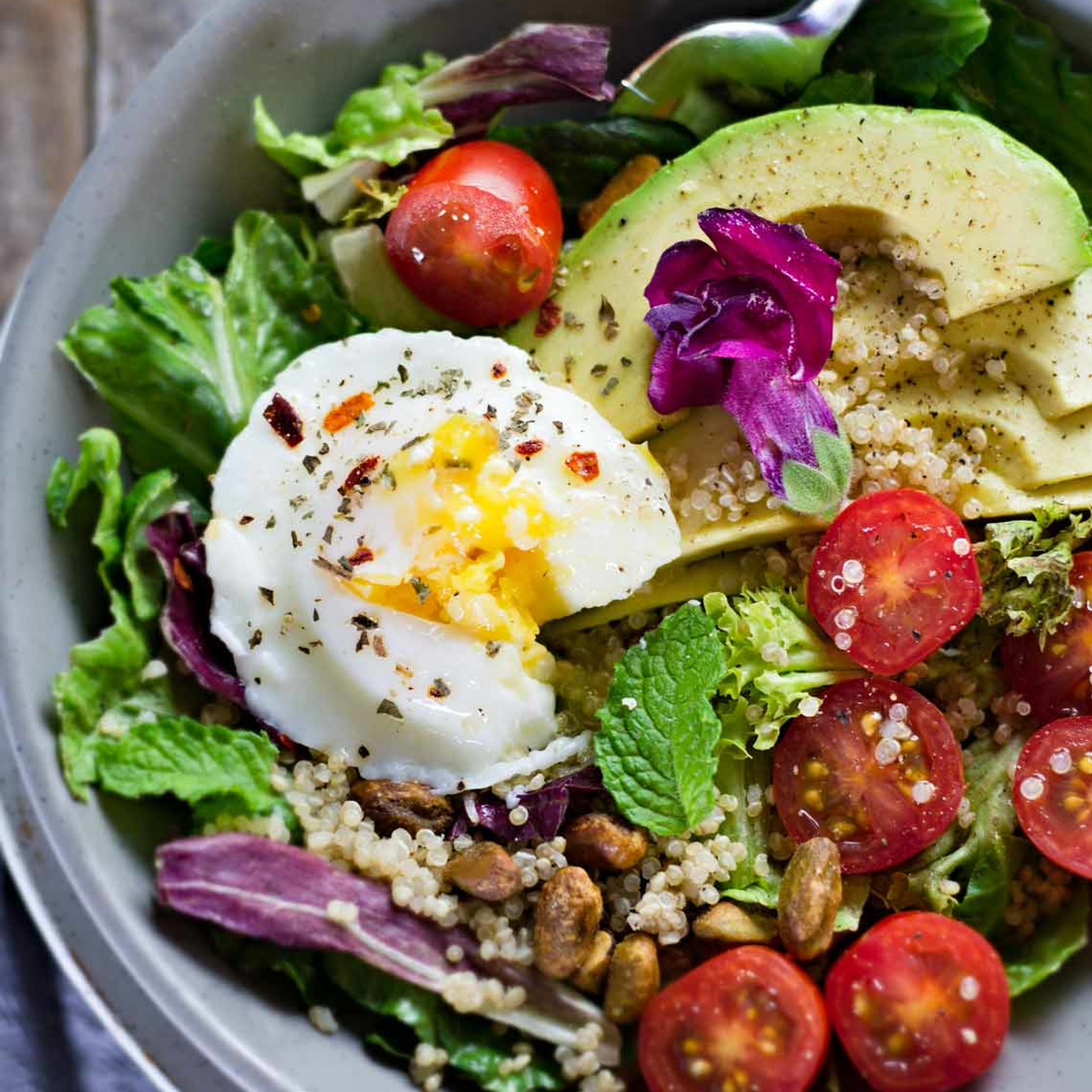 Poached Egg and Avocado Breakfast Salad