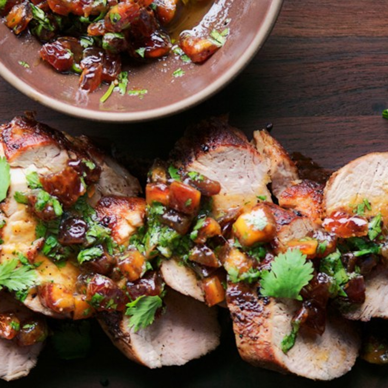 Pork Tenderloin with Date and Cilantro Relish