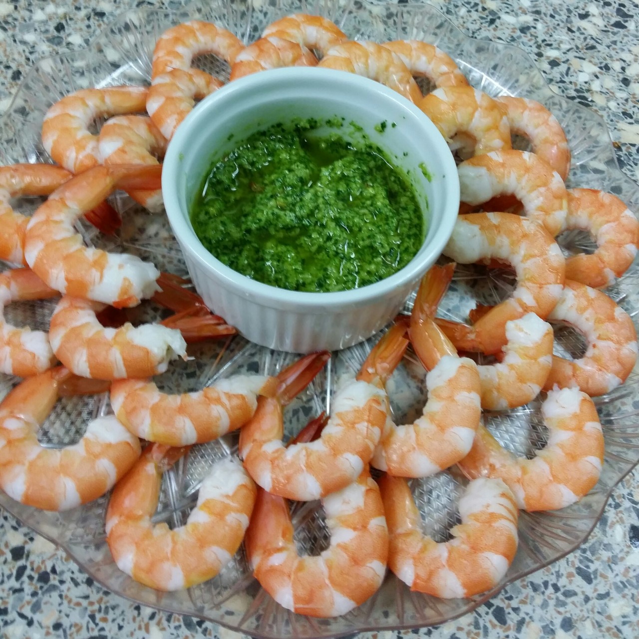 Prawns with Coriander And Chilli Pesto