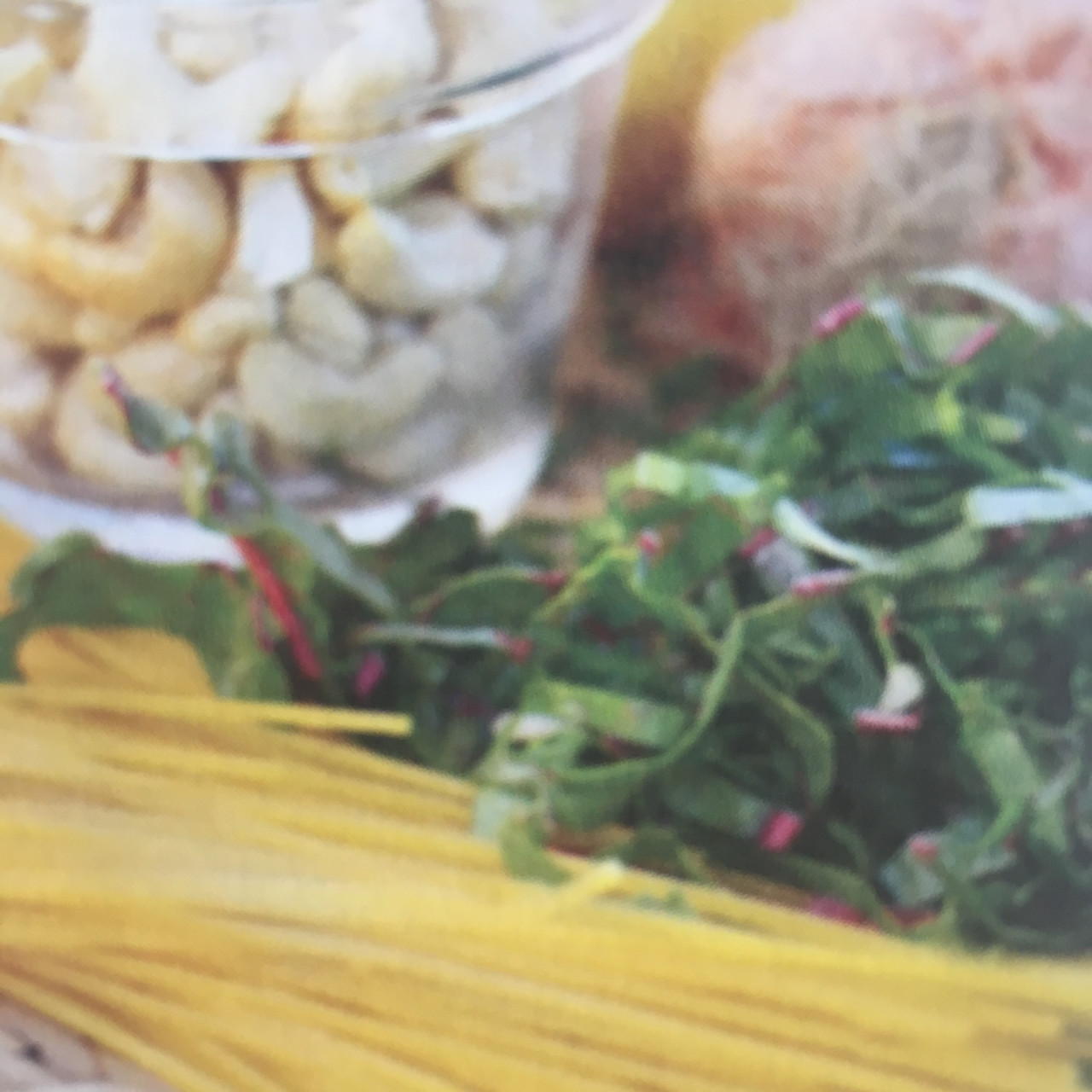 Quinoa Spaghetti With Cashew Cream Sauce & Chard By Julie Morris