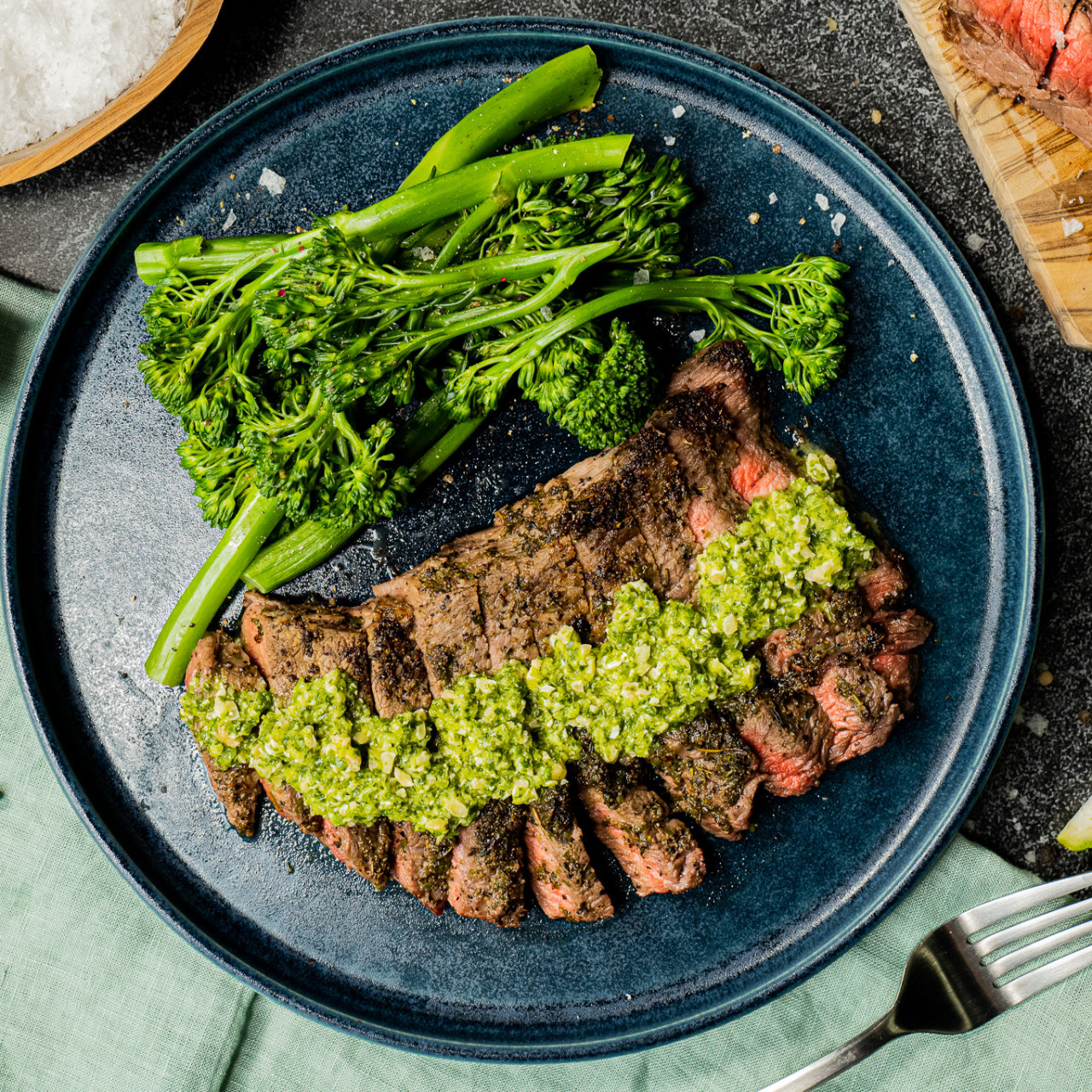 Ranch Steaks with Jalapeno Cashew Pesto