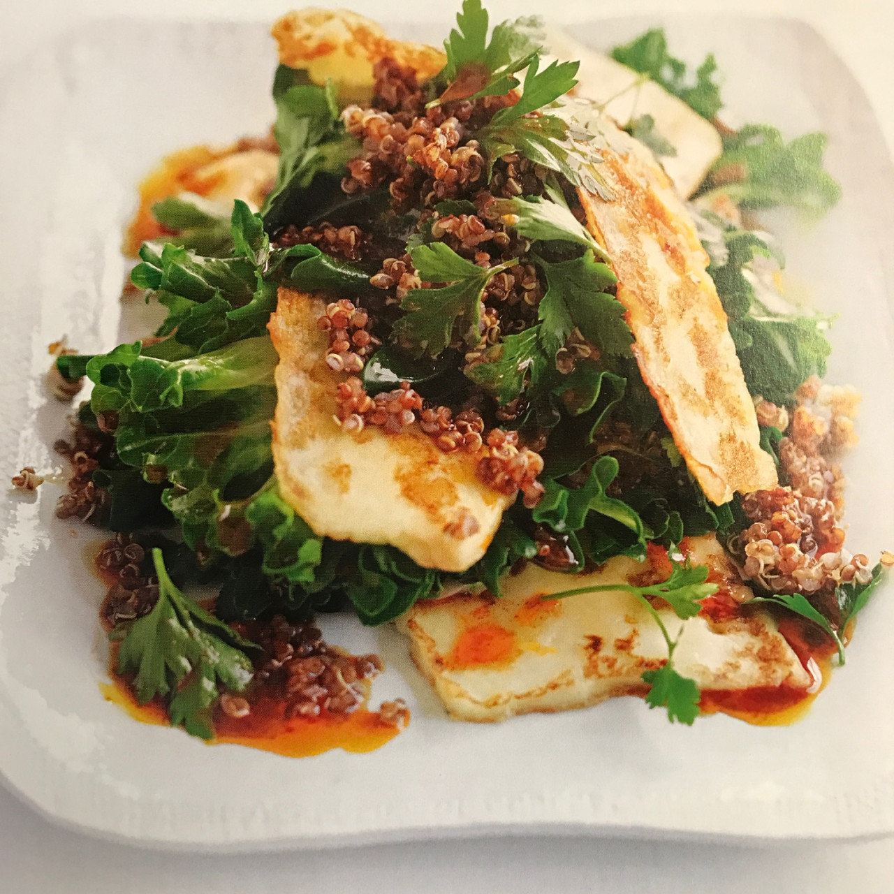 Red Quinoa, Kale and Halloumi Salad