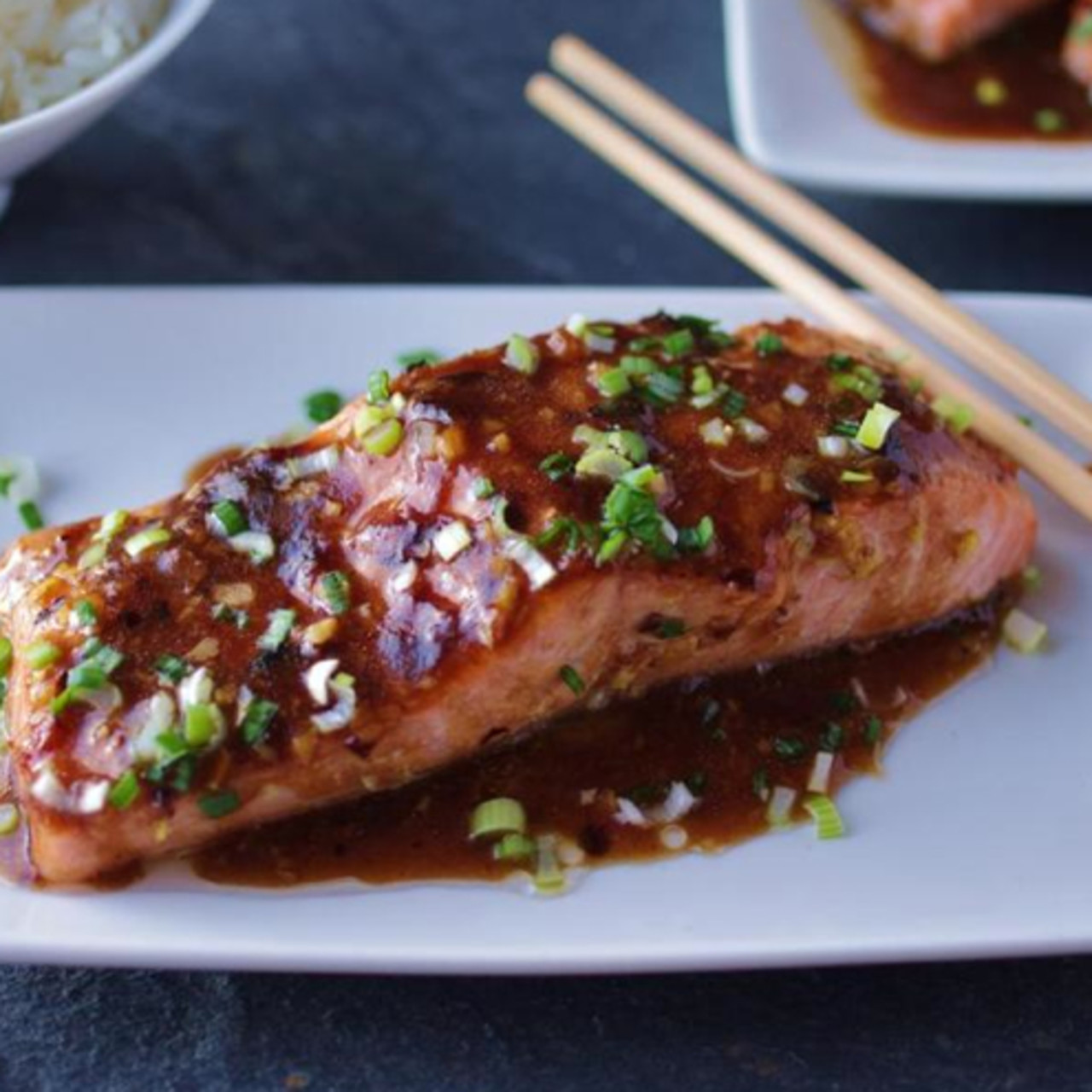 Salmon, roasted, with black bean sauce