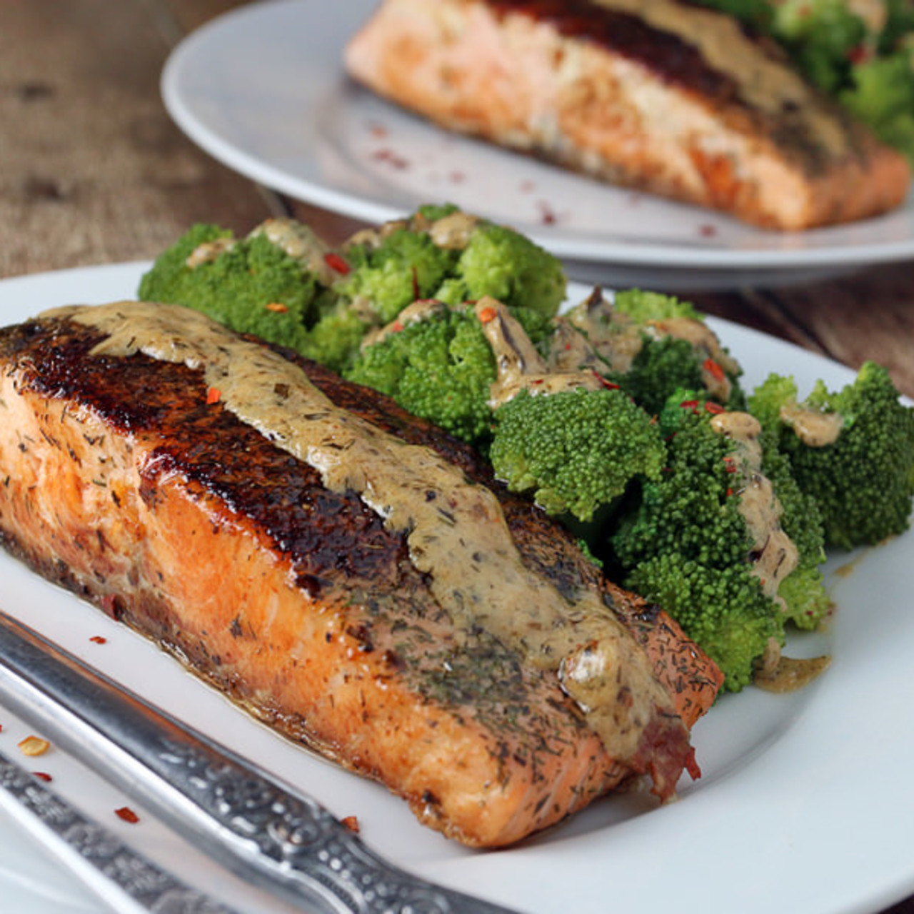 Salmon with Tarragon Dill Cream Sauce