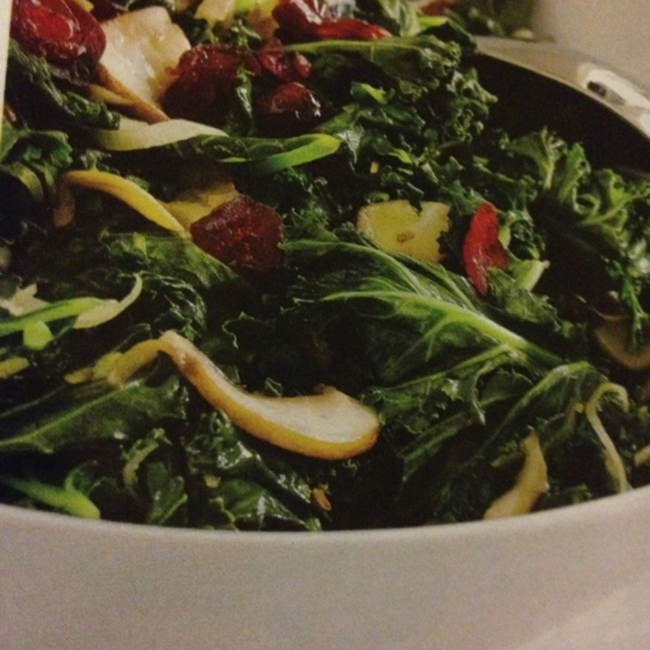 Sauteed Kale, Mushrooms, and Cranberries Salad