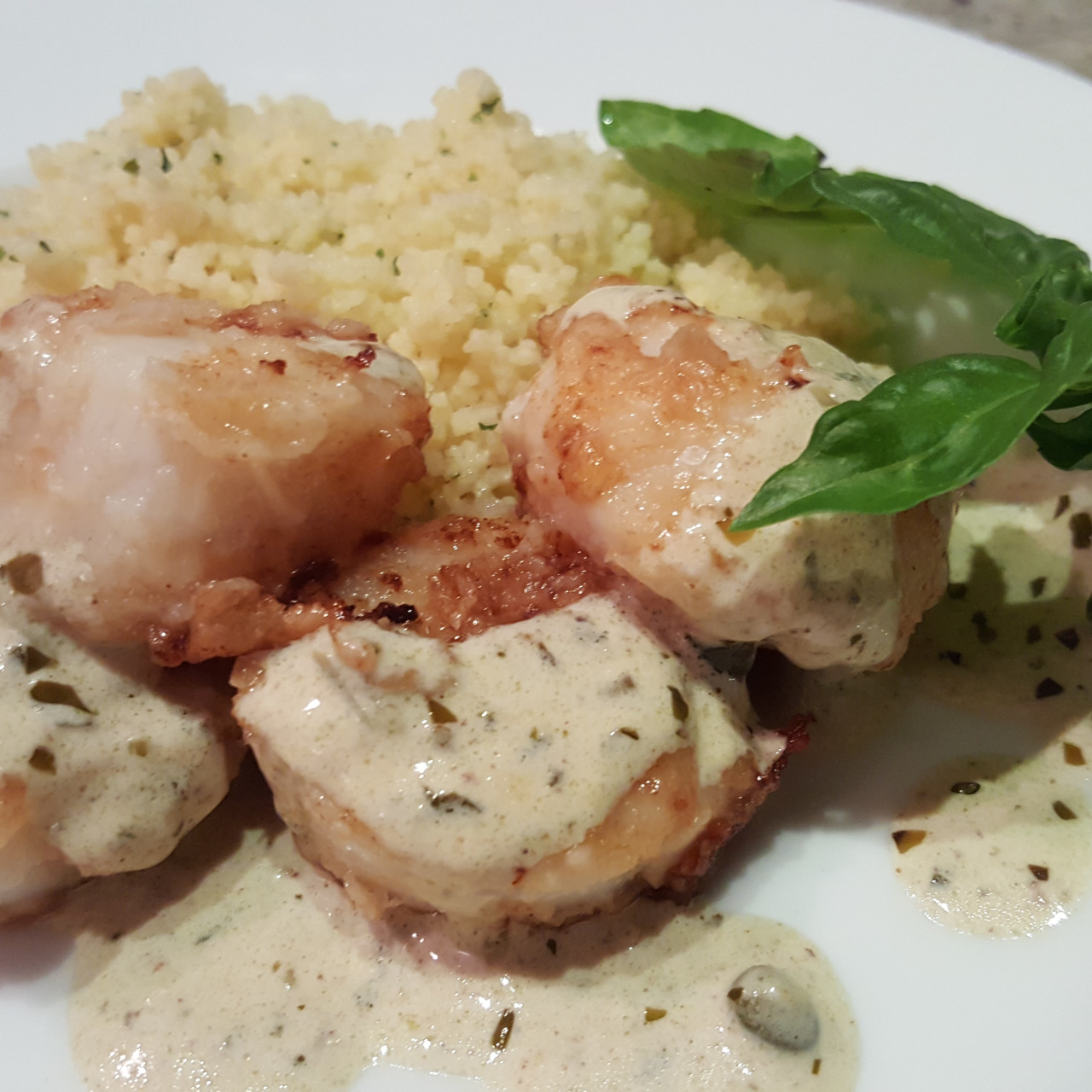 Scallops With Pesto Cream Sauce
