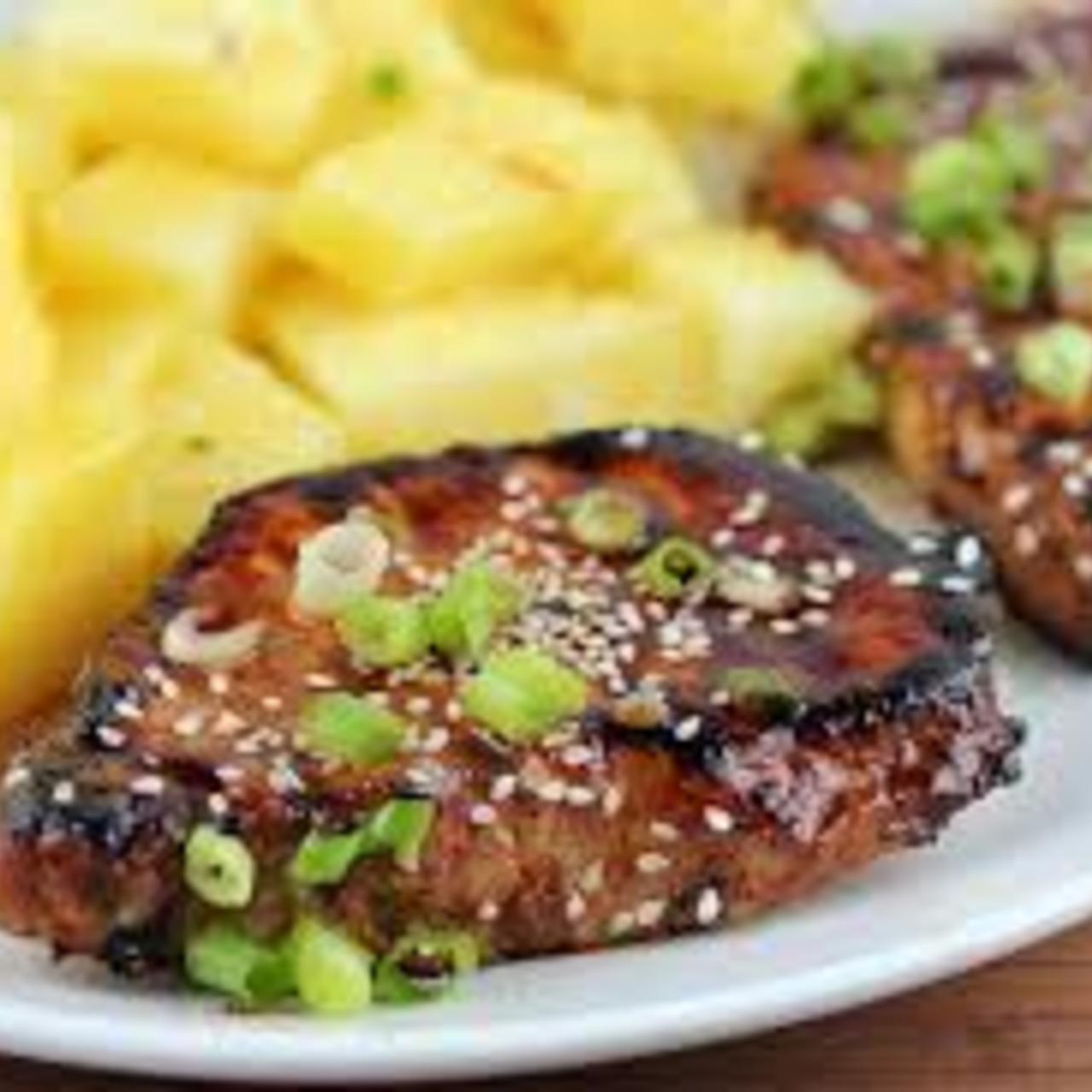 Sesame and SoyGlazed Grilled Pork Chops