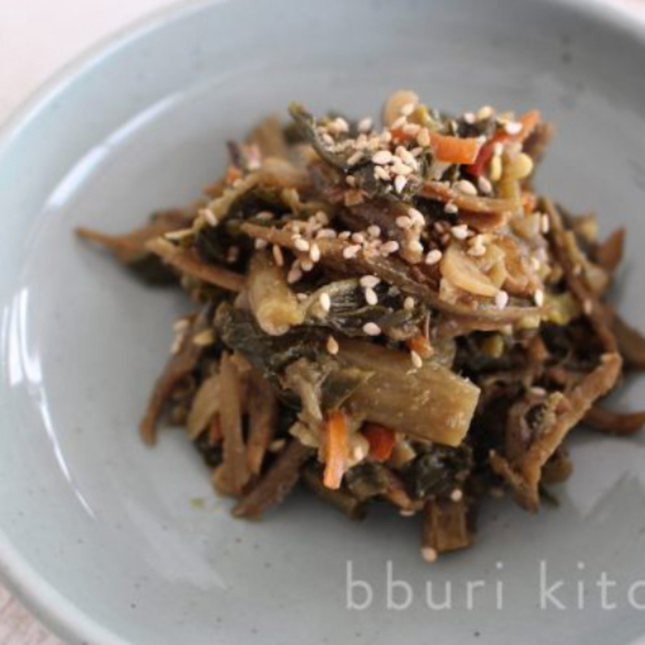 Shiraegi Namul / Braised Dried Radish Greens with Dried Anchovies