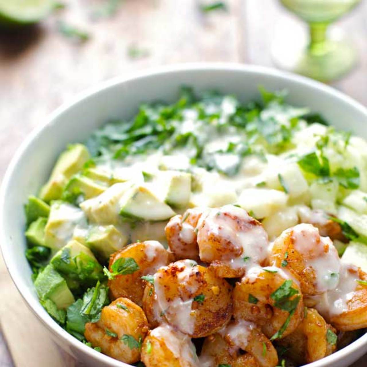 Shrimp and Avocado Salad with Miso Dressing