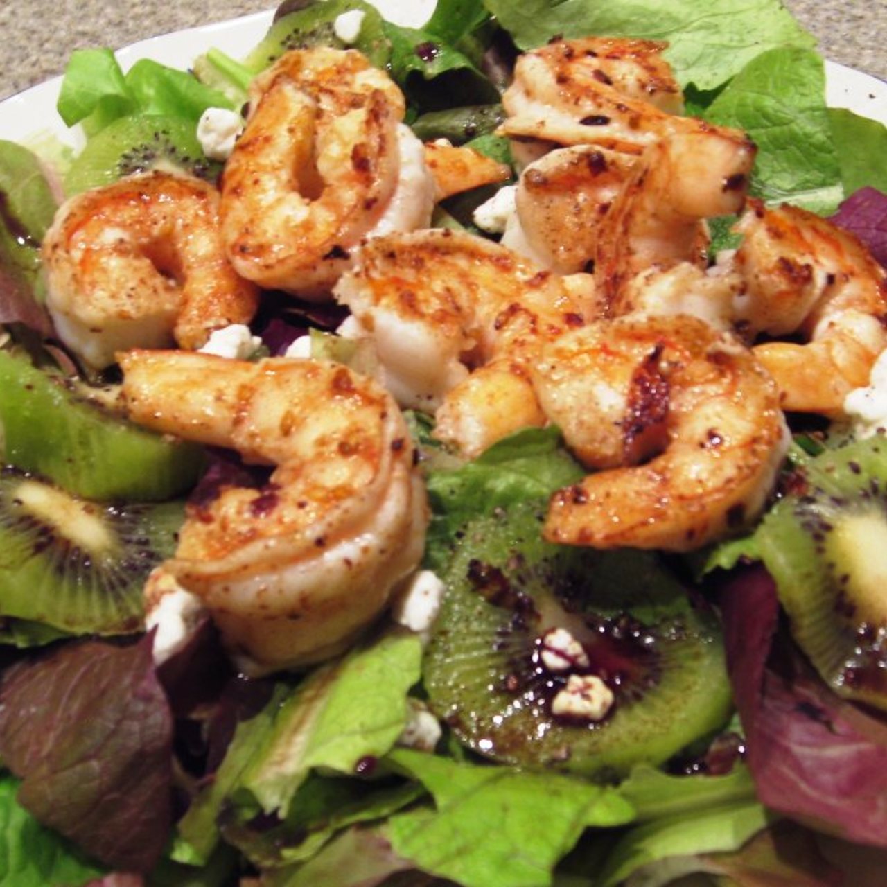 Shrimp Kiwi Mixed Green Salad