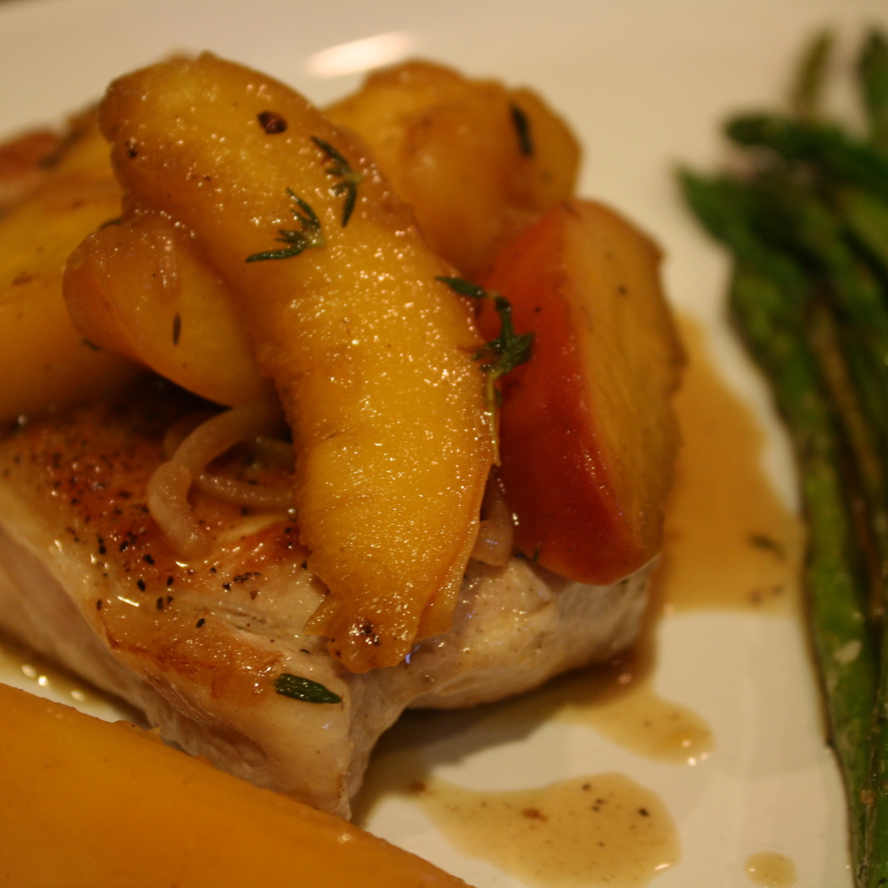 Skillet Pork Chop Saute with Peaches