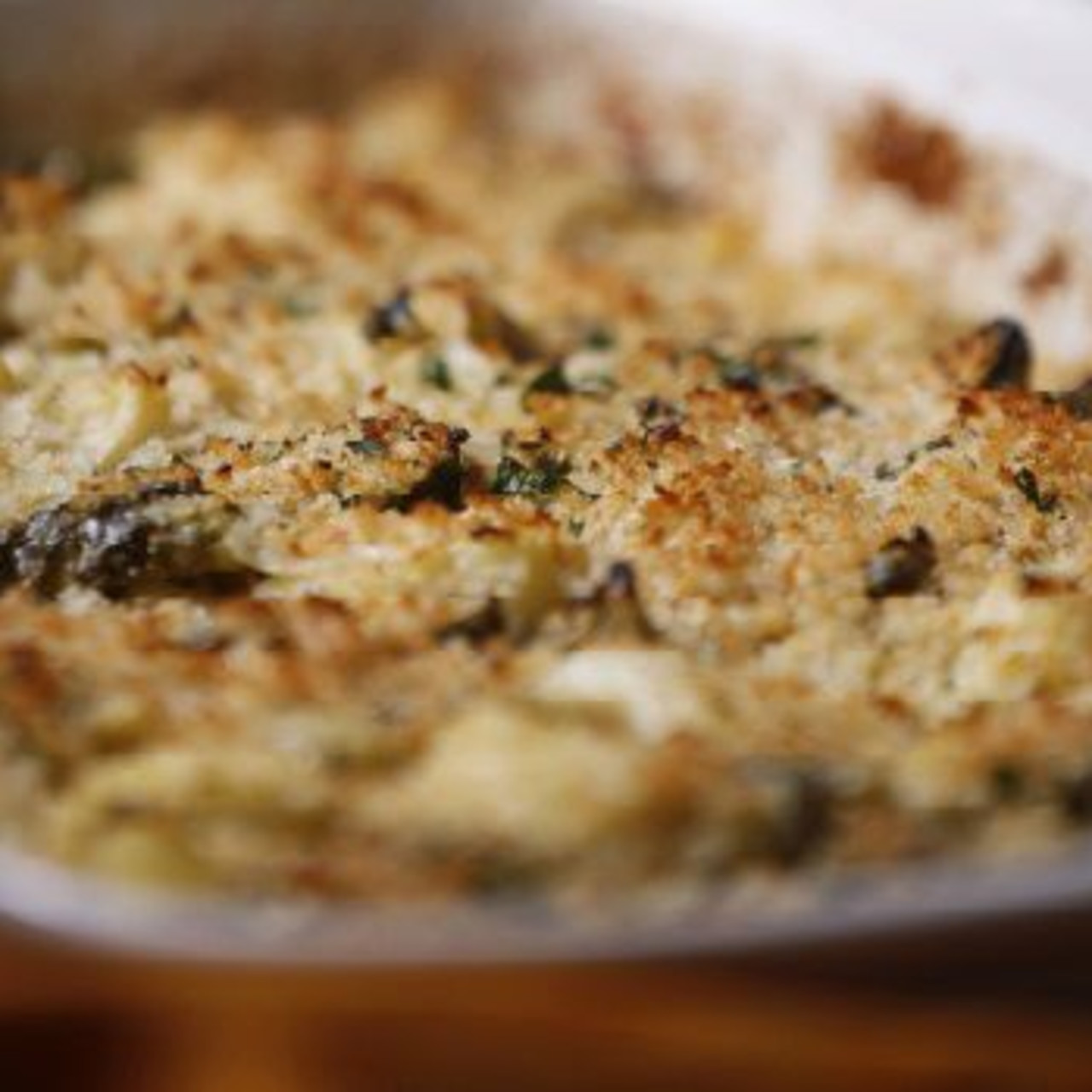 Slow Bone Brussel Sprouts and Cauliflower Gratin