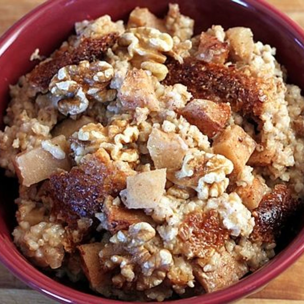 Slow Cooker Apple Cinnamon Steel Cut Oatmeal with Whipped Maple Cream