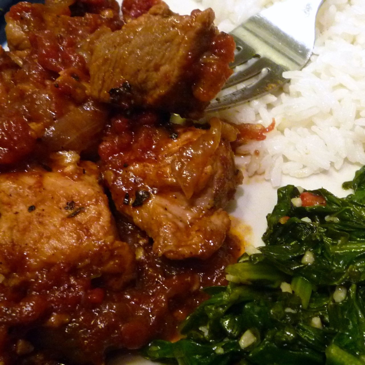 Slow Roasted Jerk Pork with Winter Greens & Rice