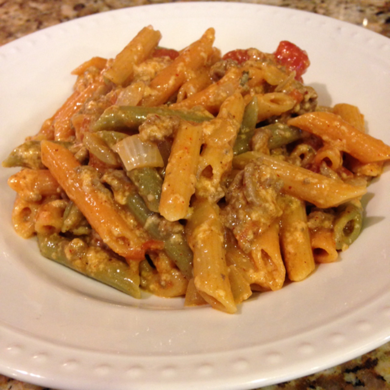 Southwestern Chili Con Queso Pasta Bake