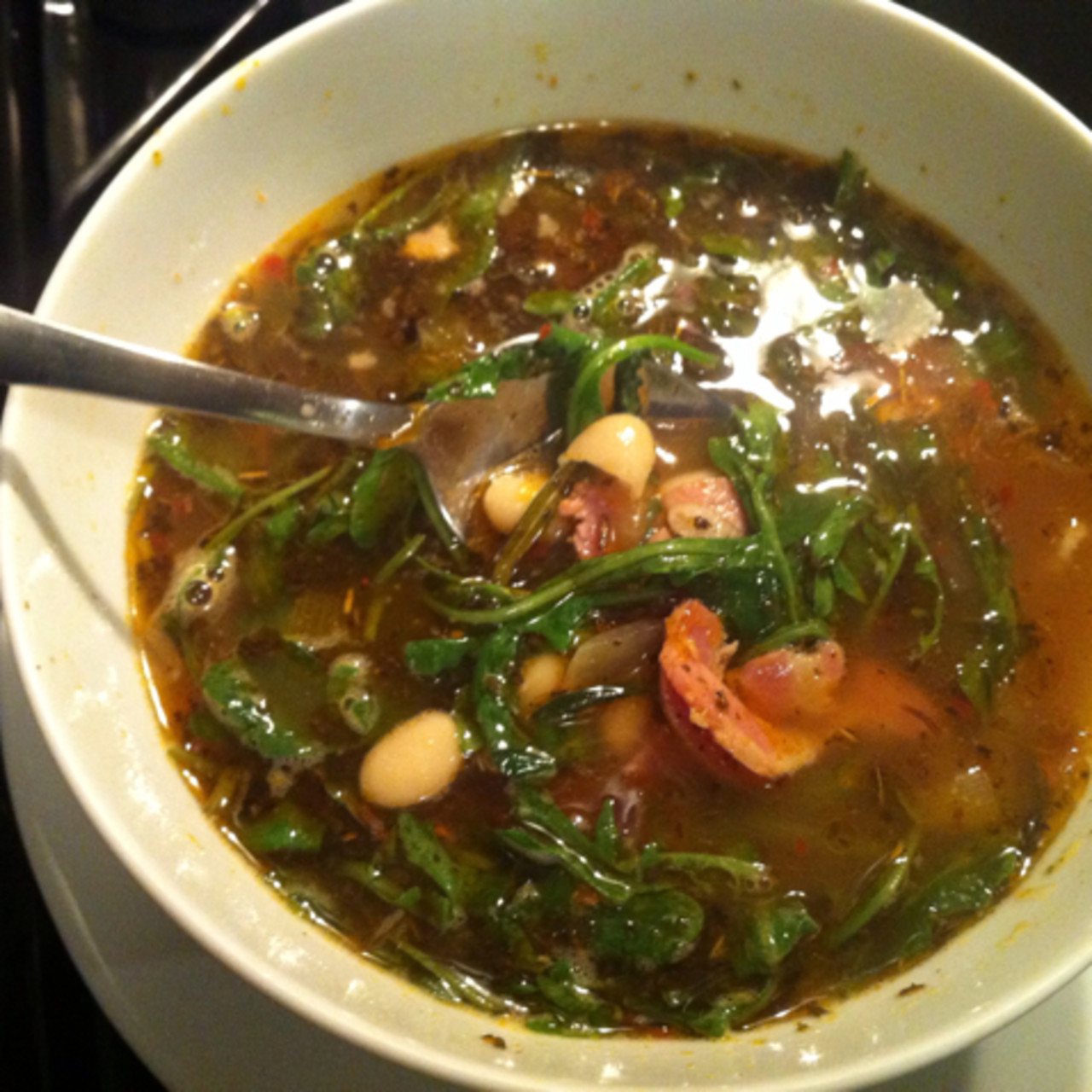 Spicy White Bean and Pancetta Soup