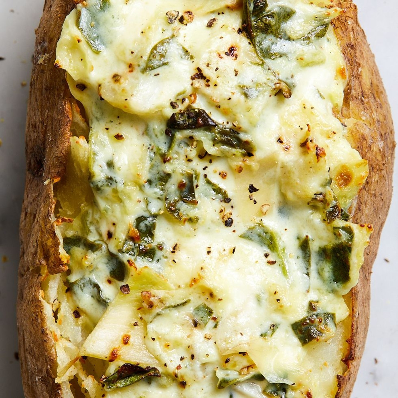 Spinach Artichoke Baked Potatoes