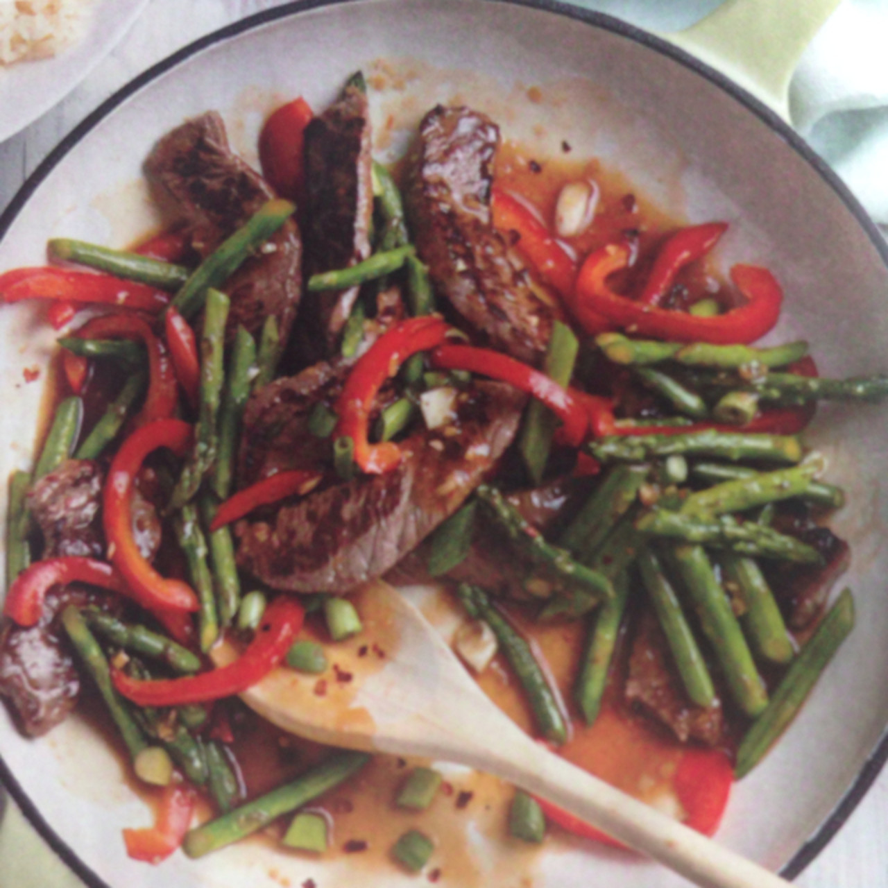 Steak and asparagus stirfry