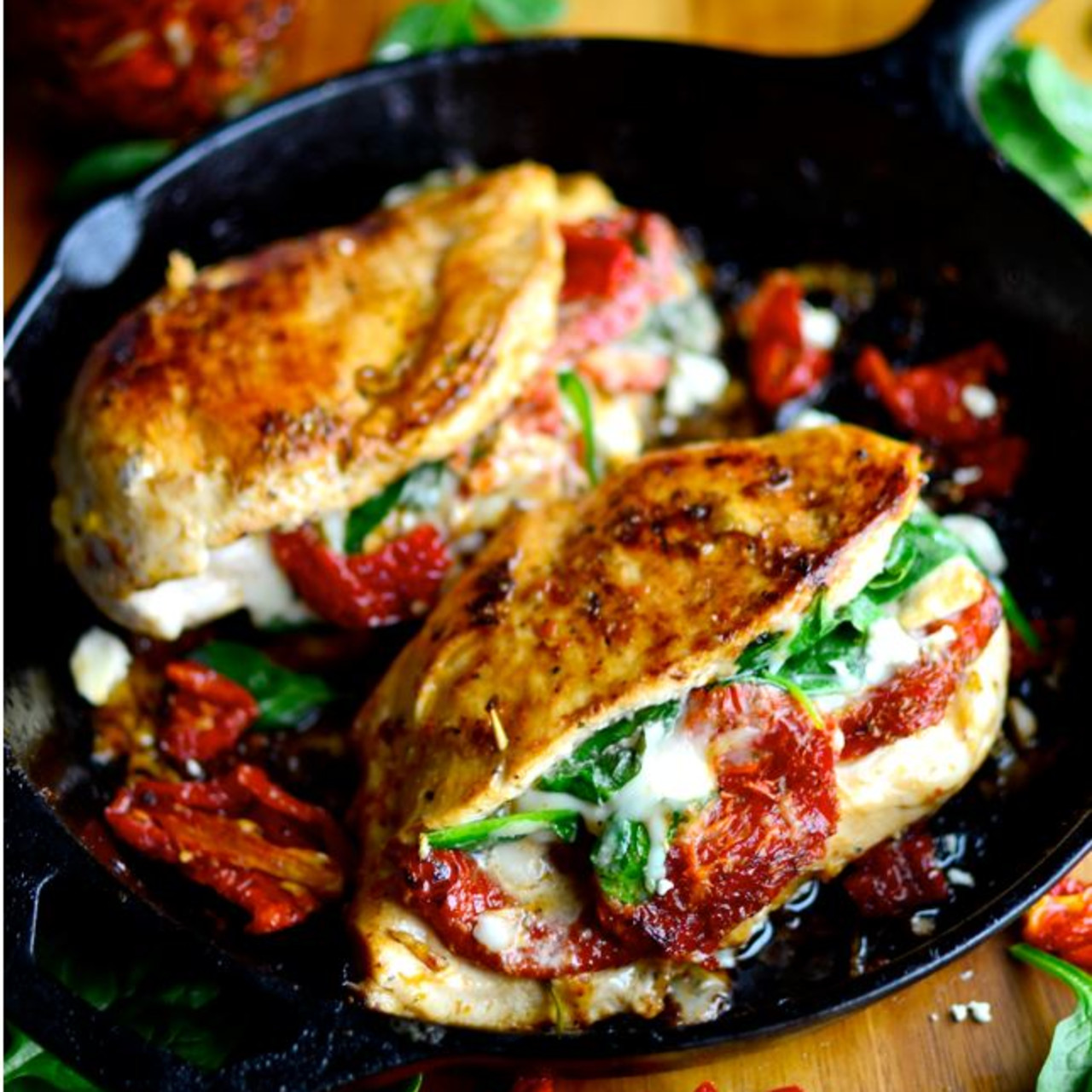 Sundried Tomato, Spinach, Cheese Stuffed Chicken