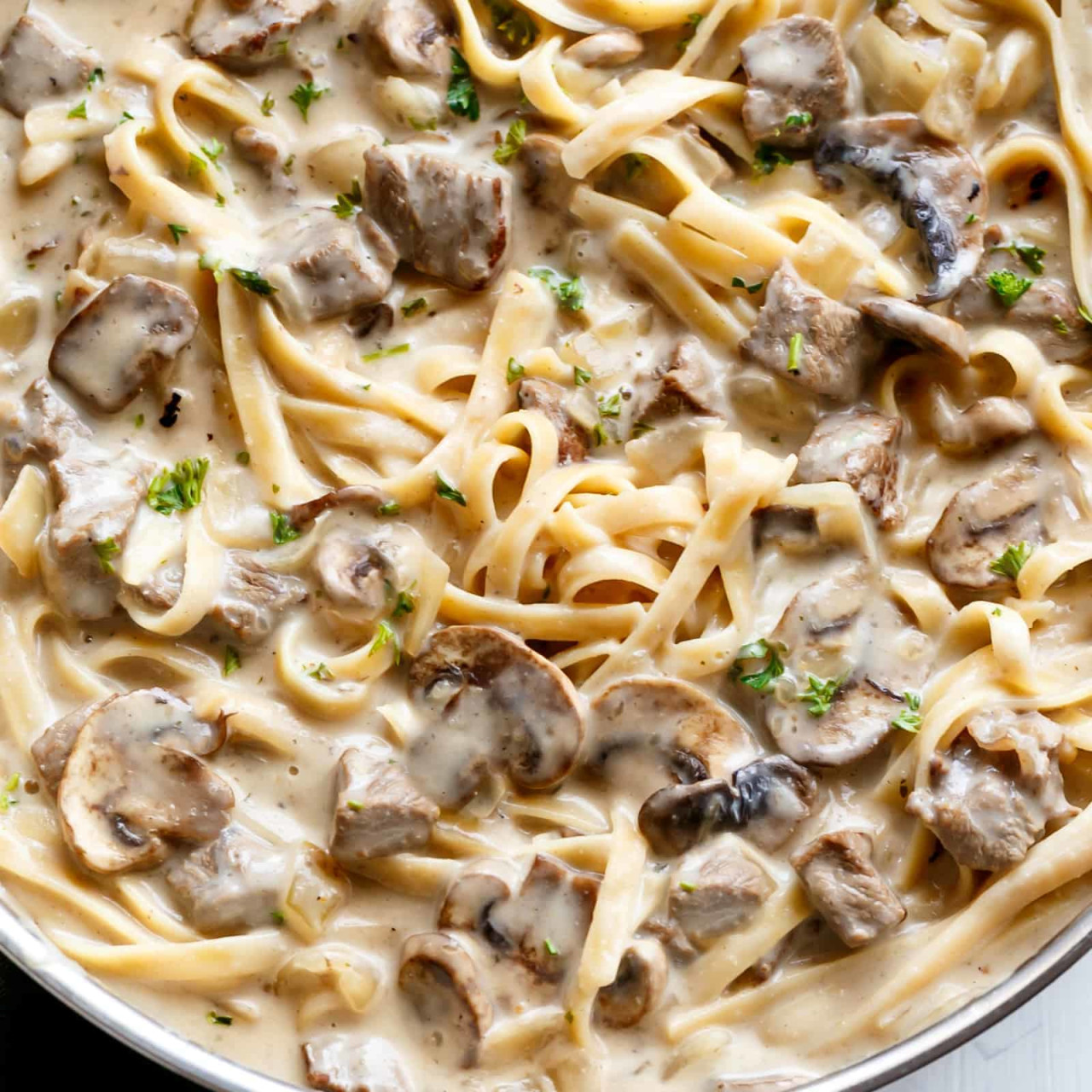 Tenderloin tips with mushroom cream sauce