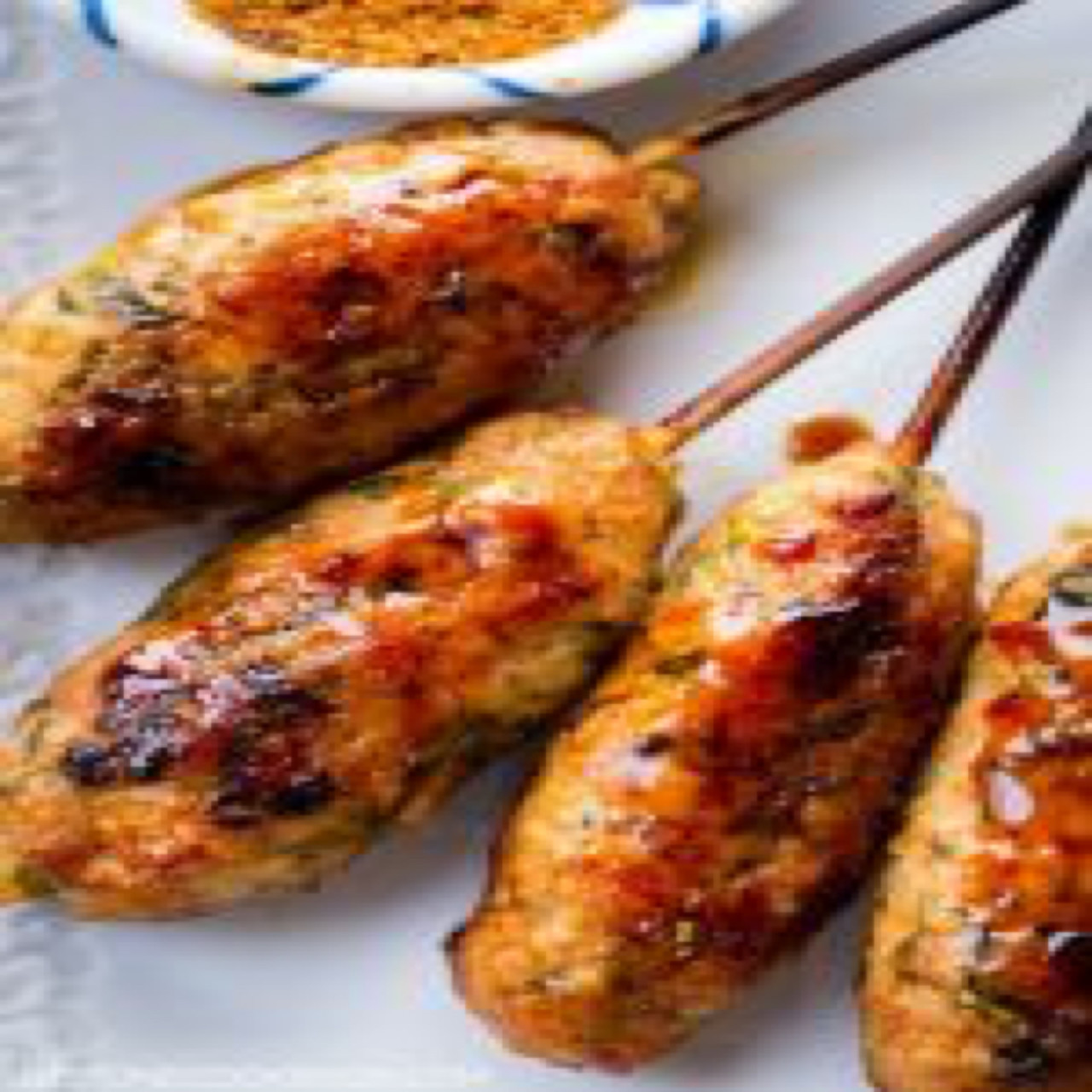 Tsukune Chicken Cakes with Teriyaki Sauce