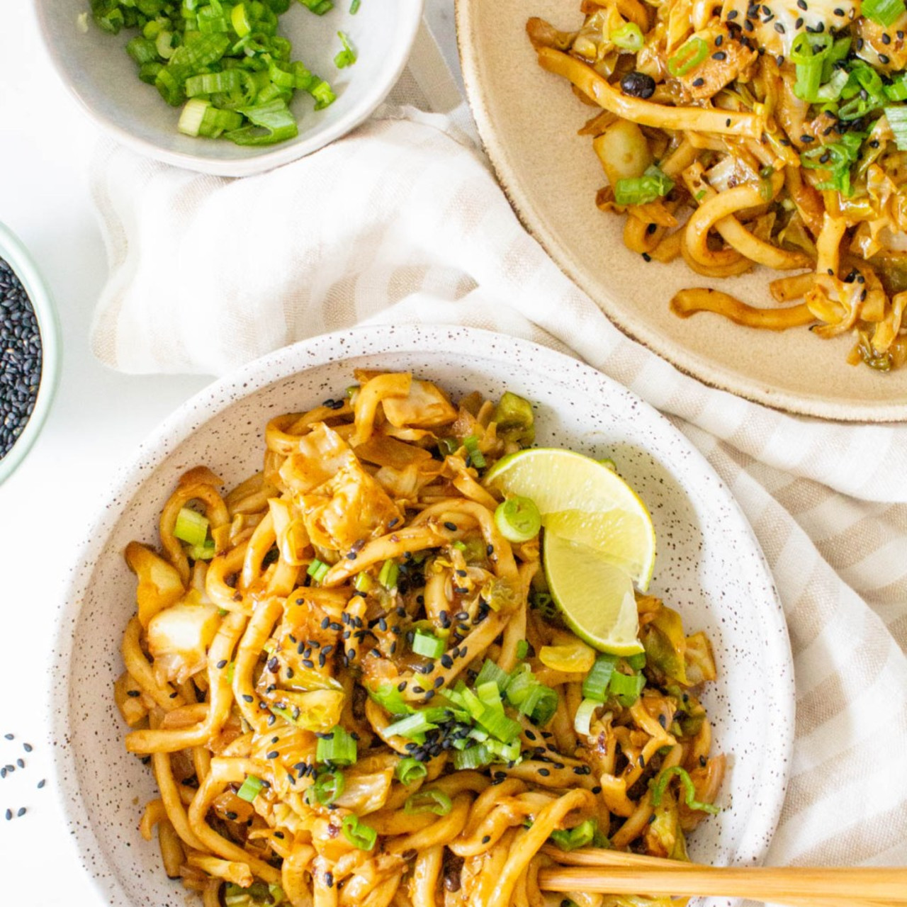 Vegan Udon Noodle Cabbage Stir Fry