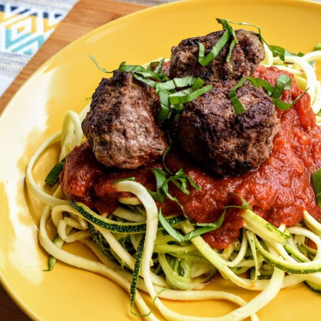 Zoodles and Meatballs with Marinara
