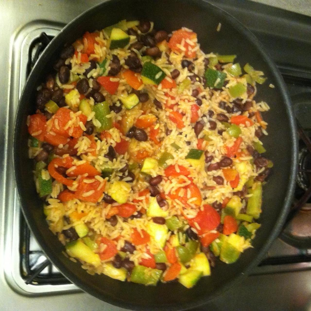 Zucchini, Black Bean and Rice Skillet
